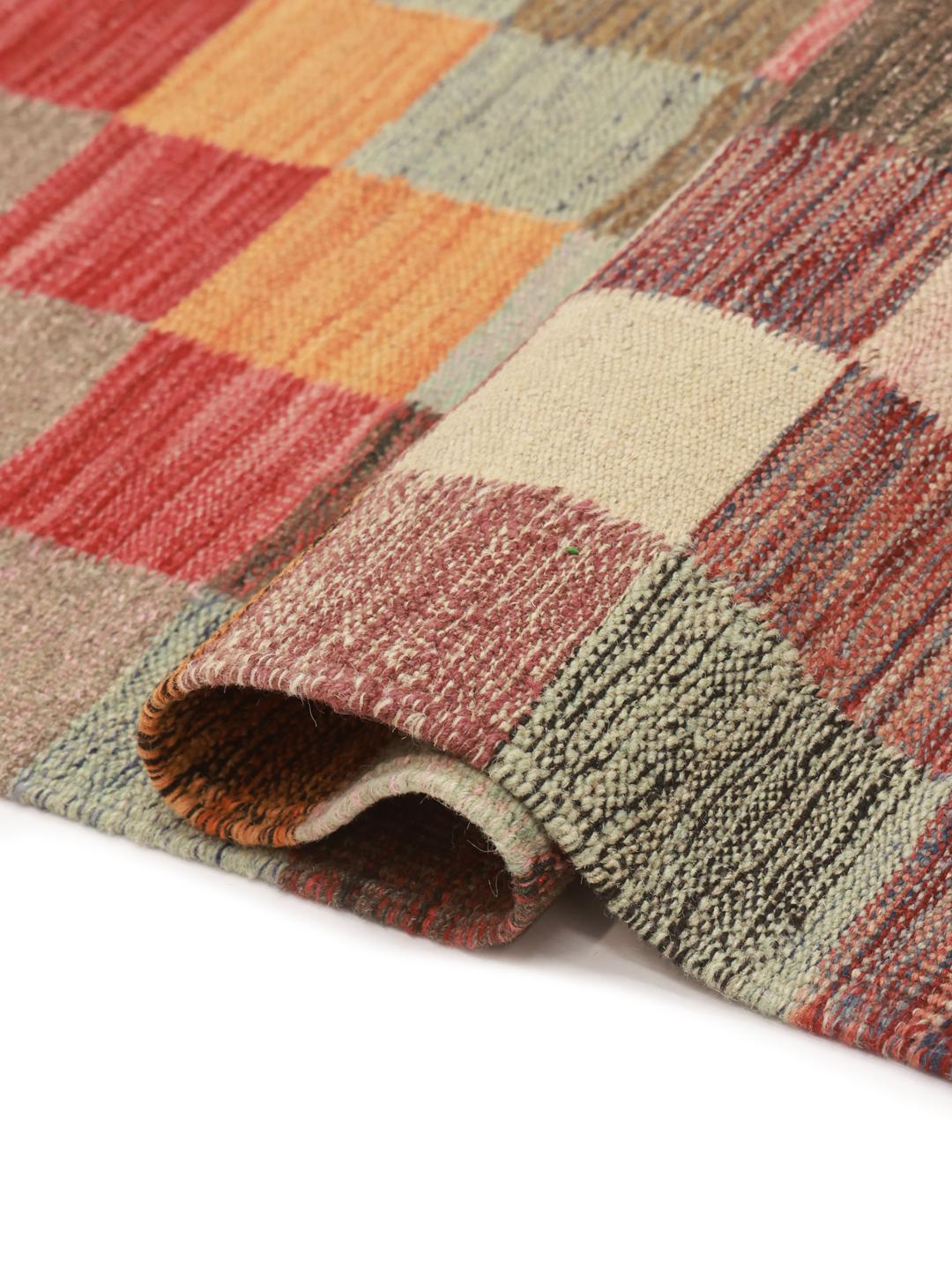 Handgeweven multicolor Kelim Ariana Trend wollen vloerkleed uit Afghanistan