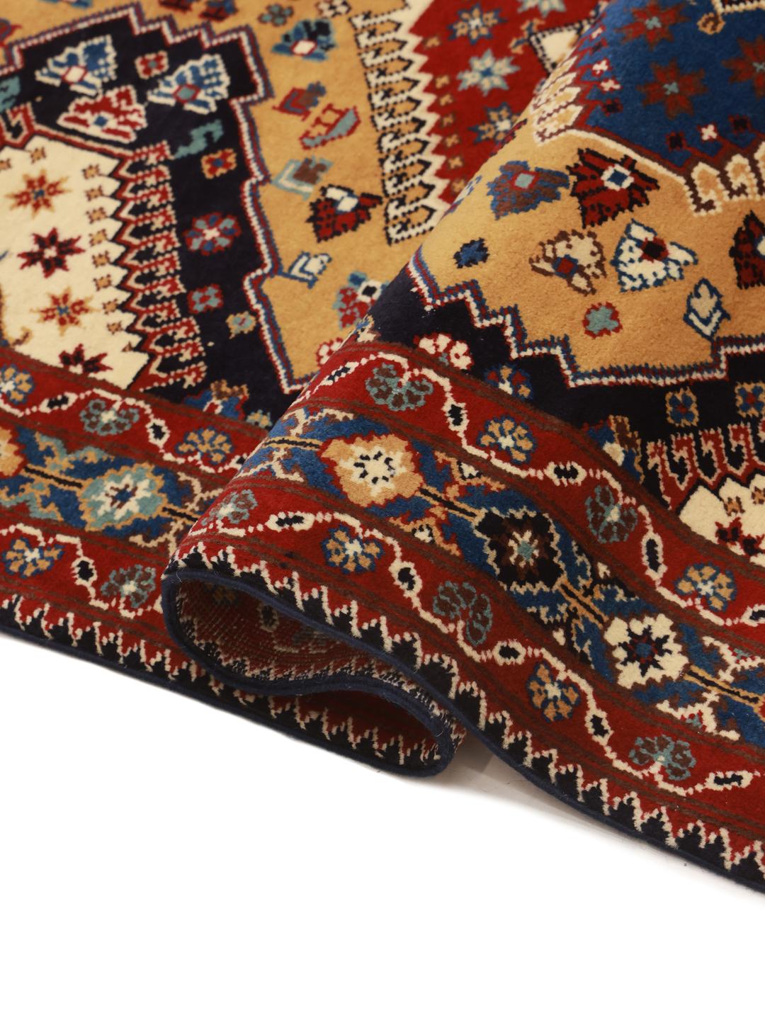 Hand-knotted multicolor wool rug from Afghanistan