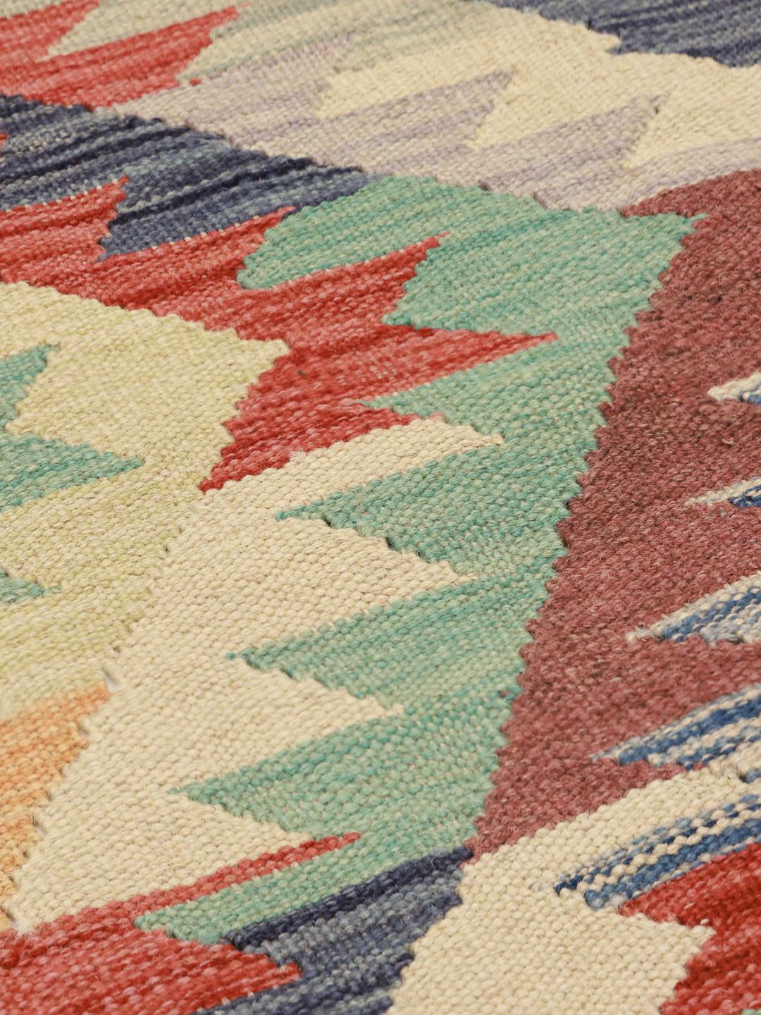 Handwoven multicolor Kilim Ariana wool rug from Afghanistan