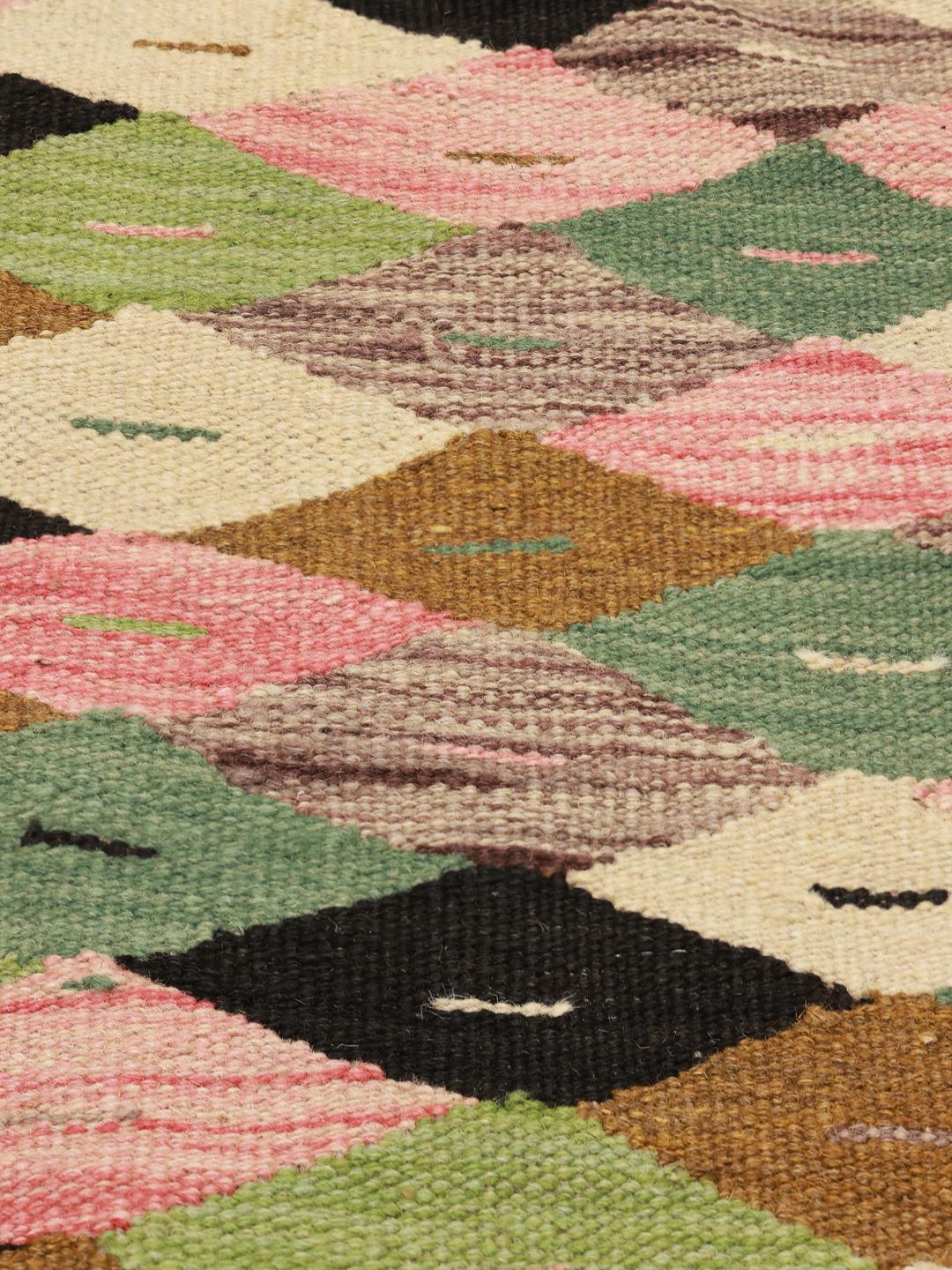 Hand-woven Kelim Ariana Trend wool rug from Afghanistan in beige and multicolor