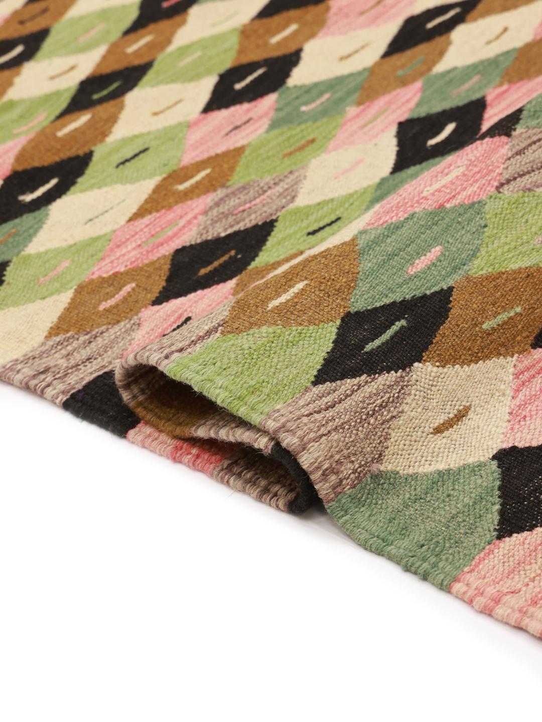 Hand-woven Kelim Ariana Trend wool rug from Afghanistan in beige and multicolor