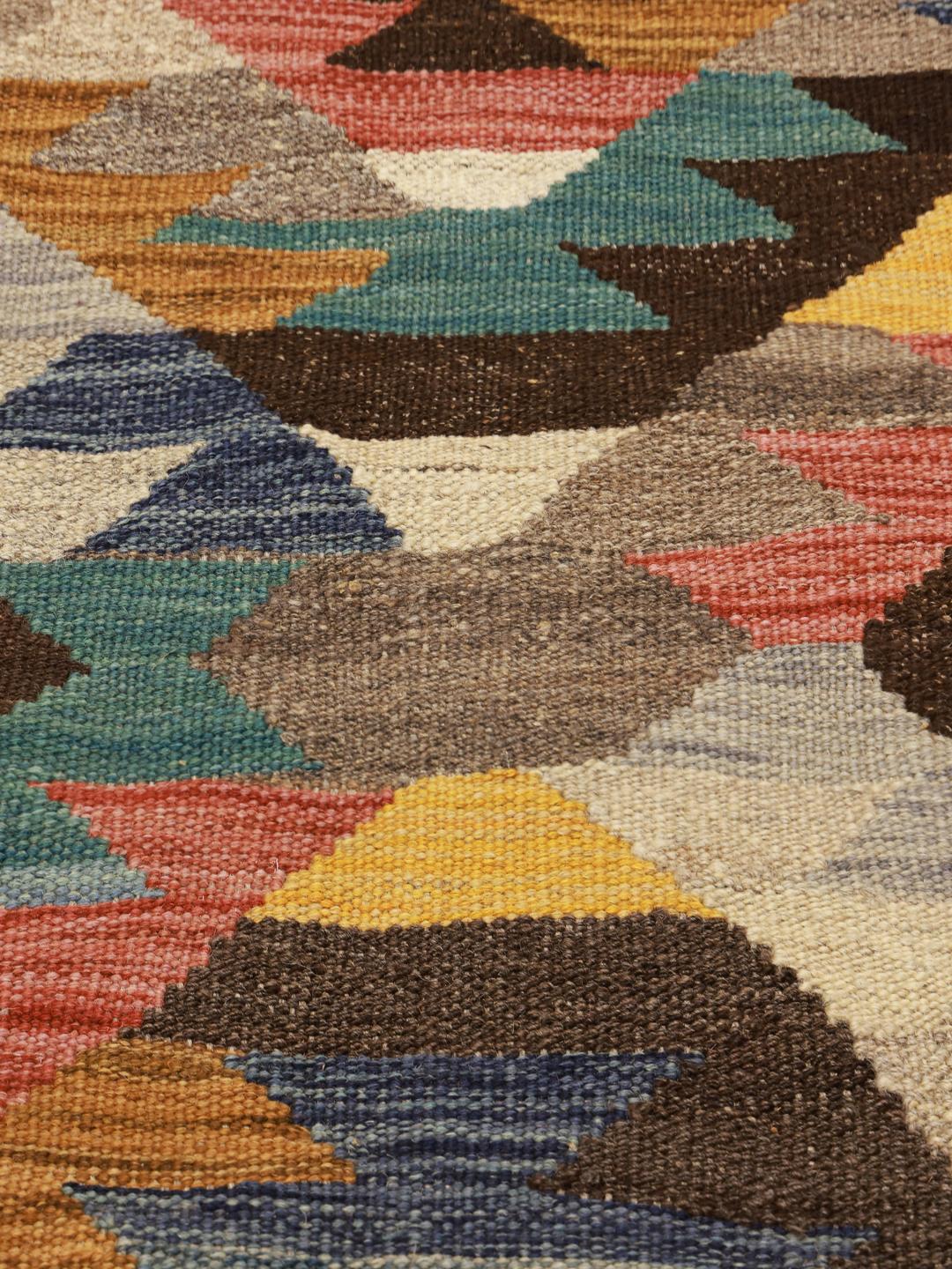 Hand-woven multicolor Kelim Ariana Trend wool rug from Afghanistan