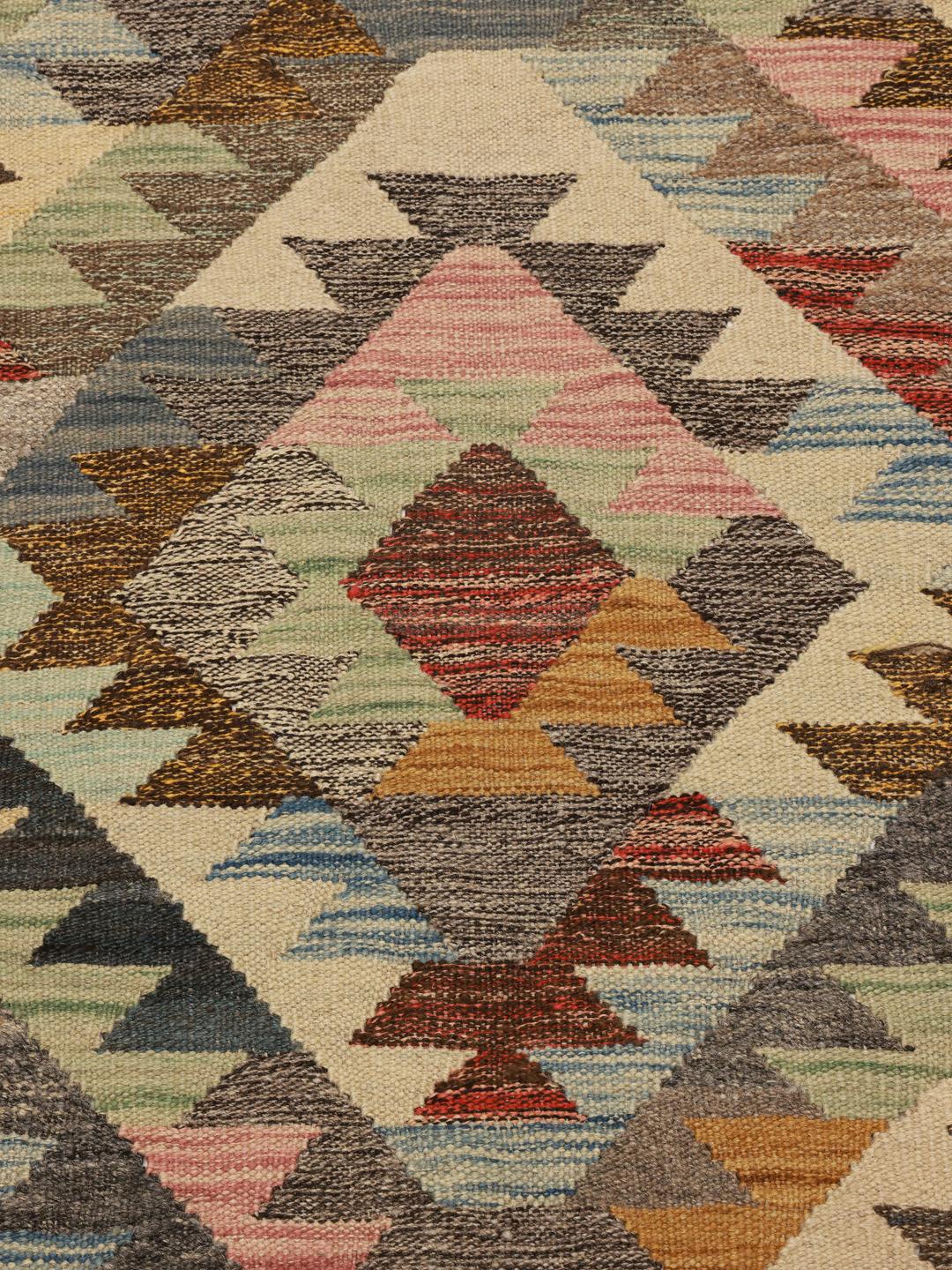 Handgeweven multikleur wollen loper uit Afghanistan