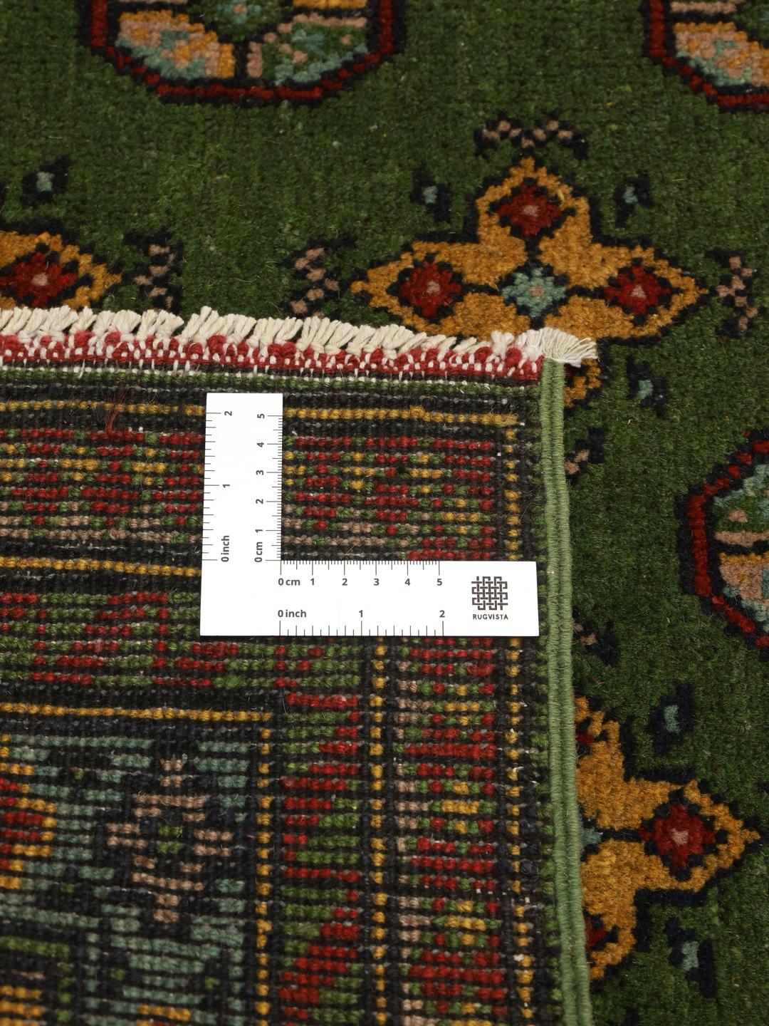Hand-knotted Afghan Fine wool rug in green