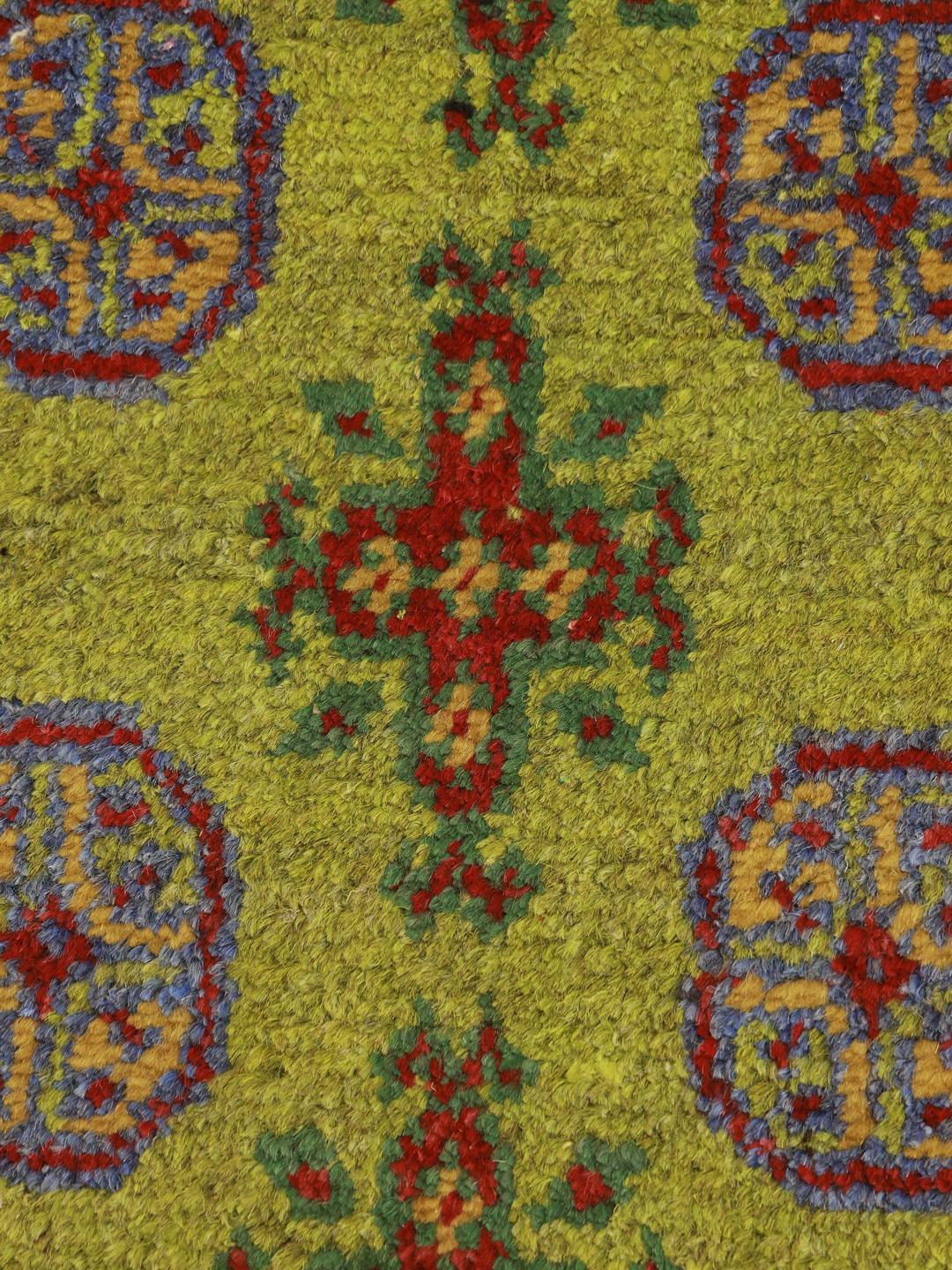 Hand-knotted Afghan Fine runner rug in green and red