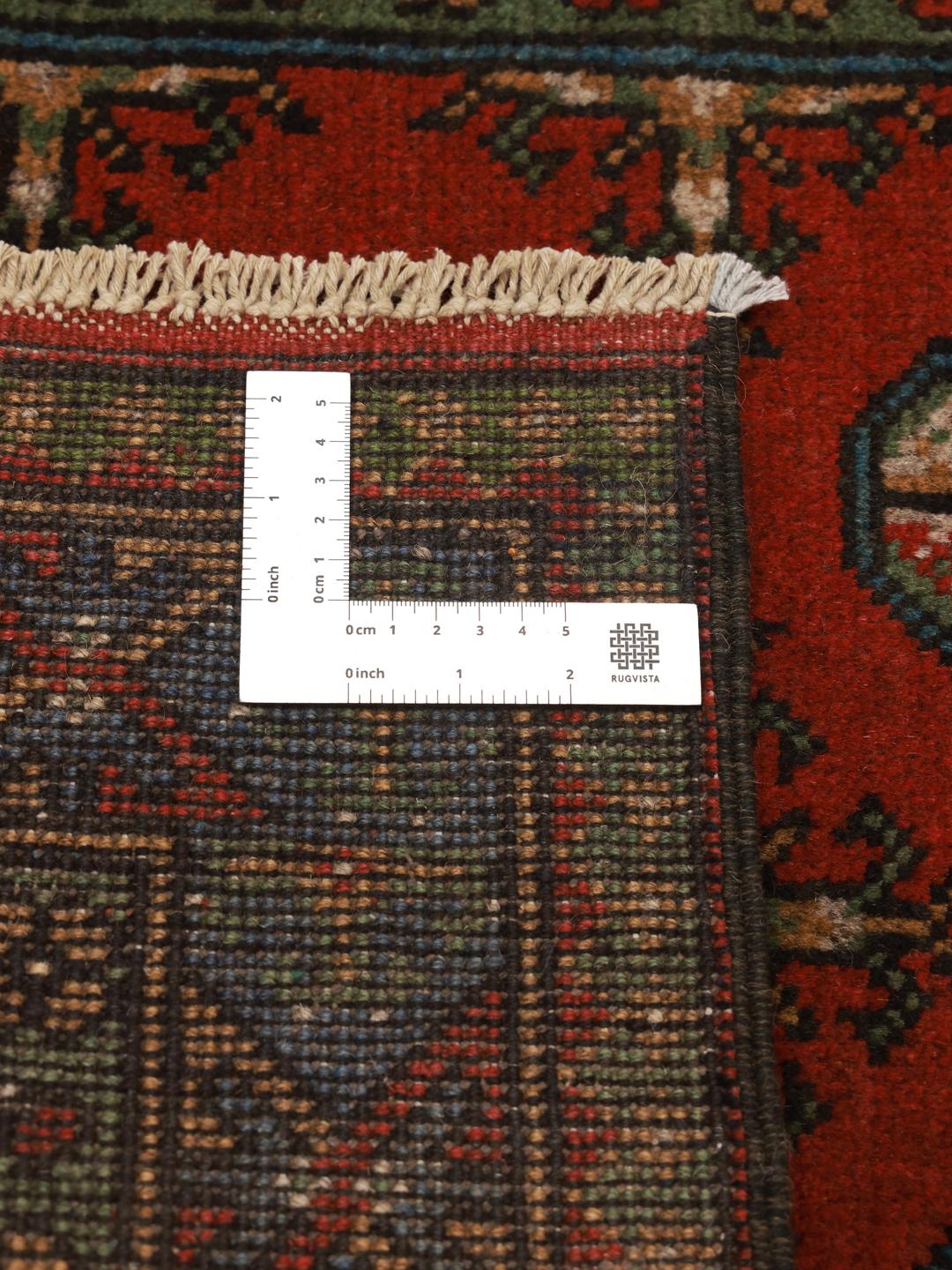Hand-knotted red and blue Afghan Fine rug with geometric patterns