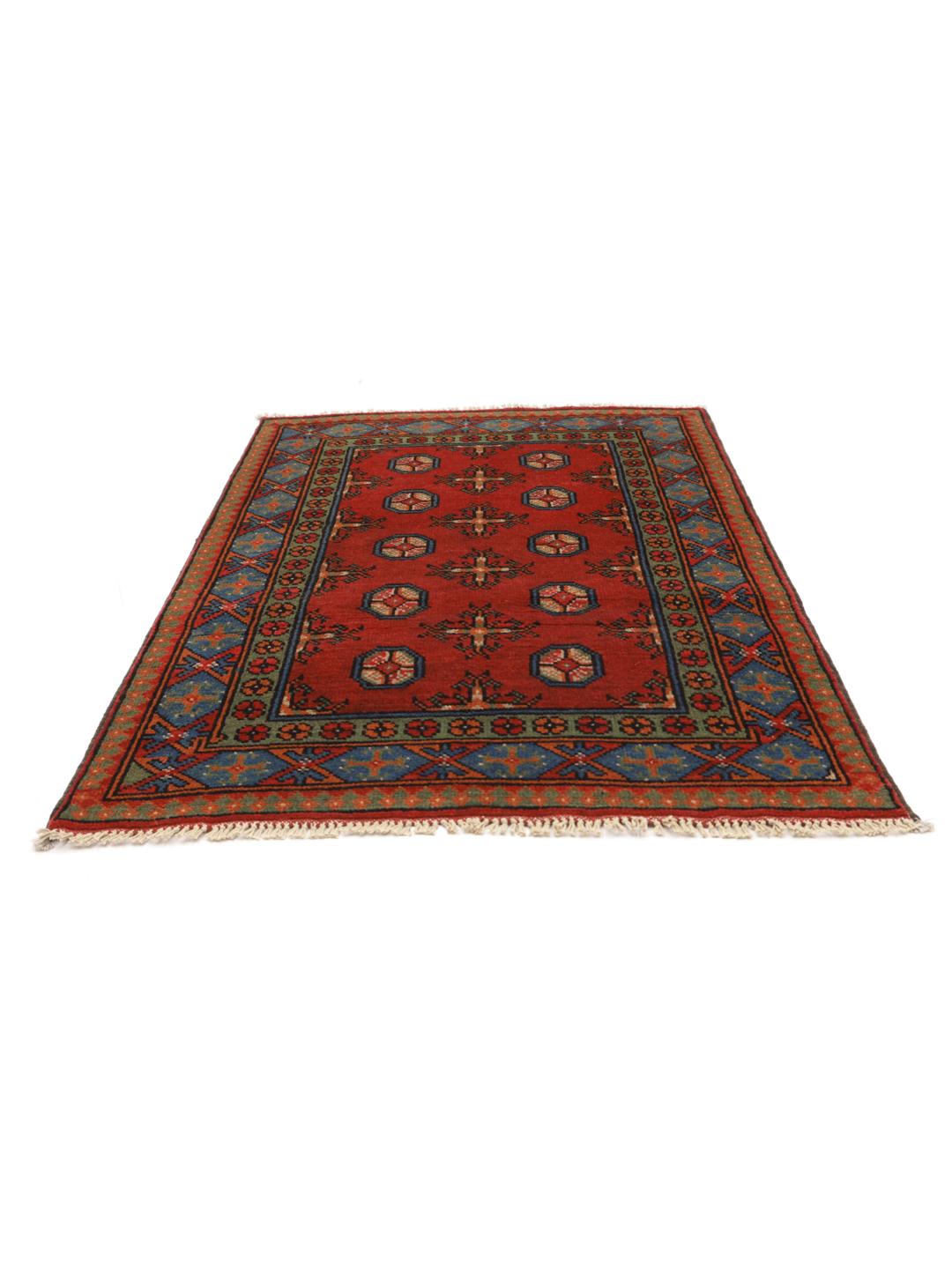 Hand-knotted red and multicolor Afghan Fine rug