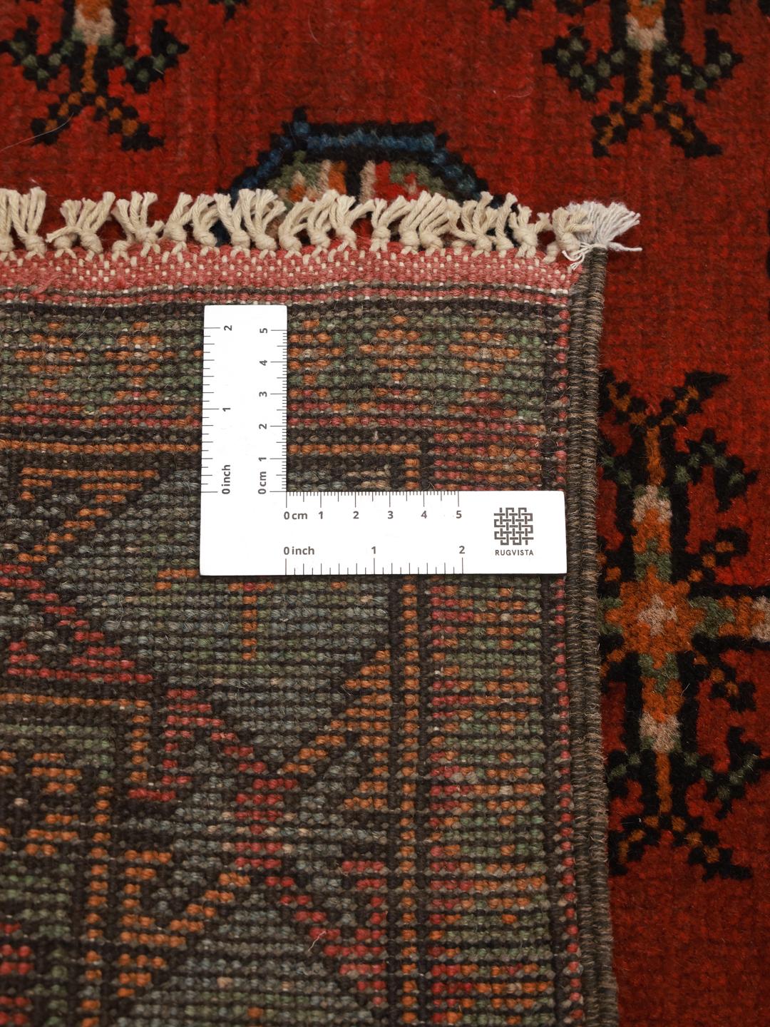 Hand-knotted red and multicolor Afghan Fine rug