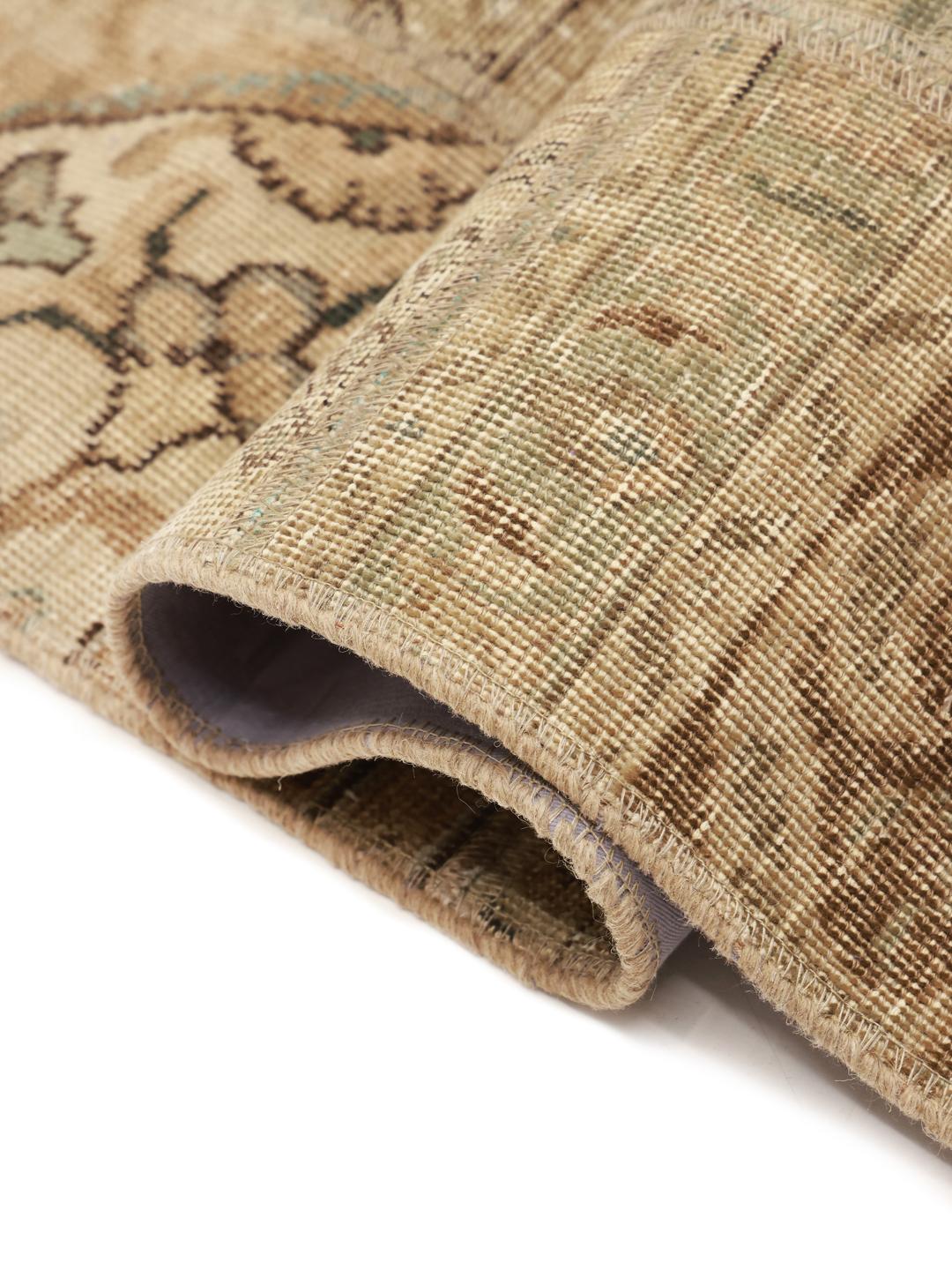 Ręcznie wiązany chodnik Patchwork z Turcji w kolorach beżu i brązu