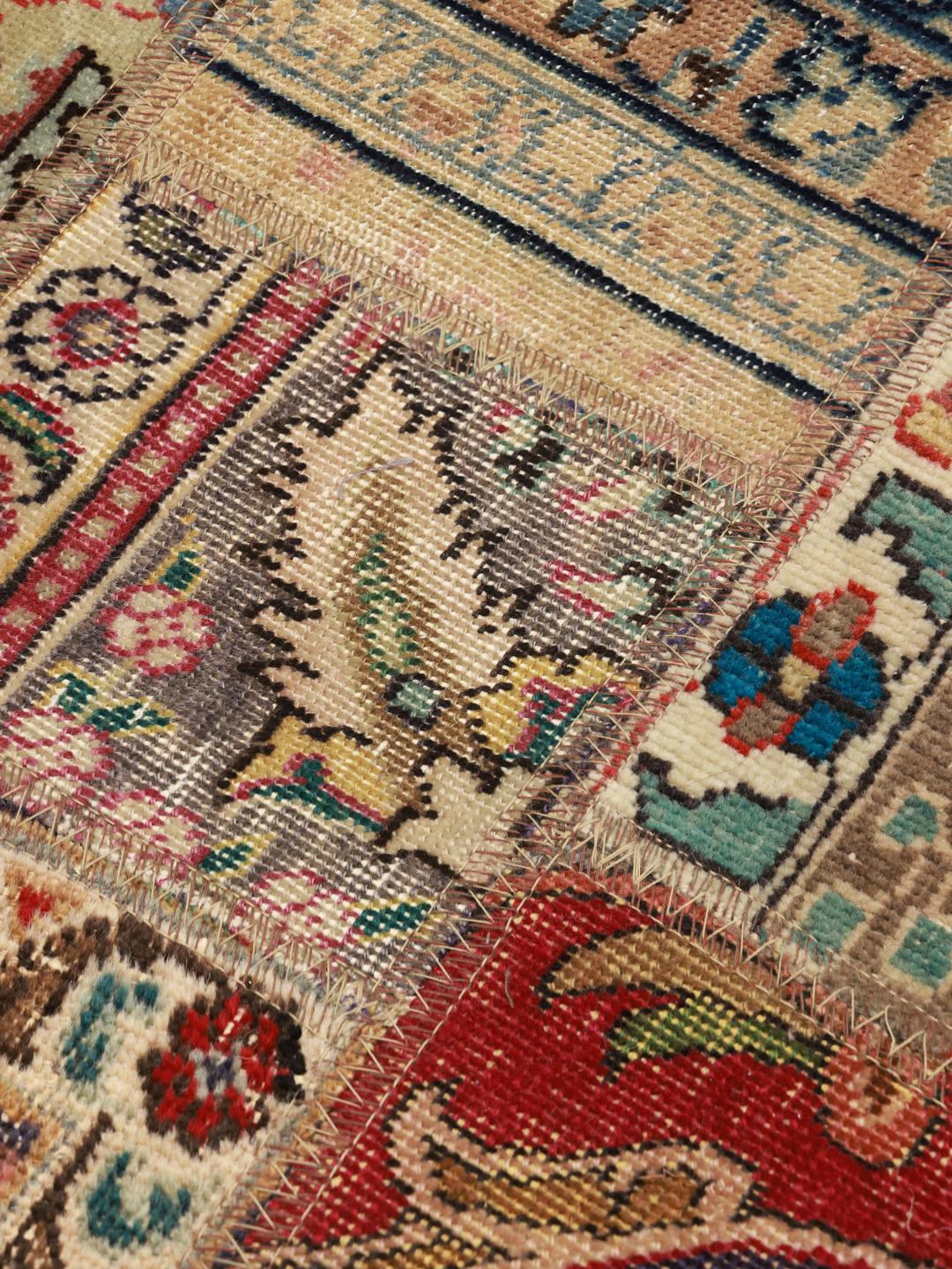 Ręcznie tkany chodnik Patchwork z Turcji z wielokolorowej wełny
