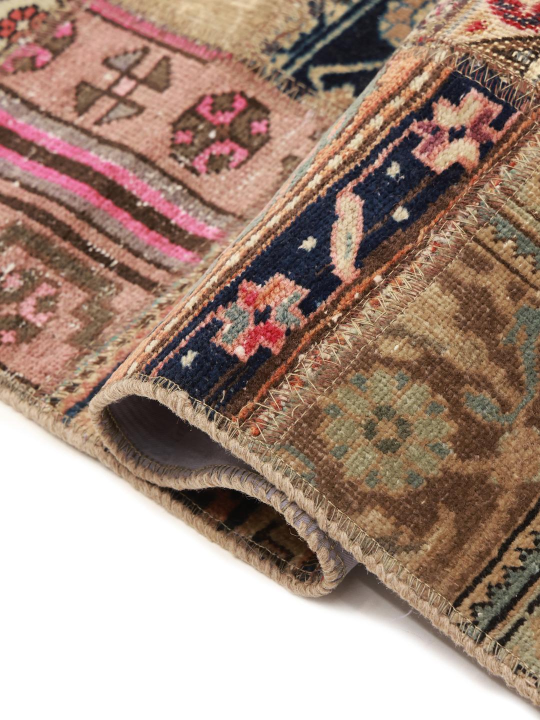 Ręcznie tkany chodnik Patchwork z Turcji z wielokolorowej wełny