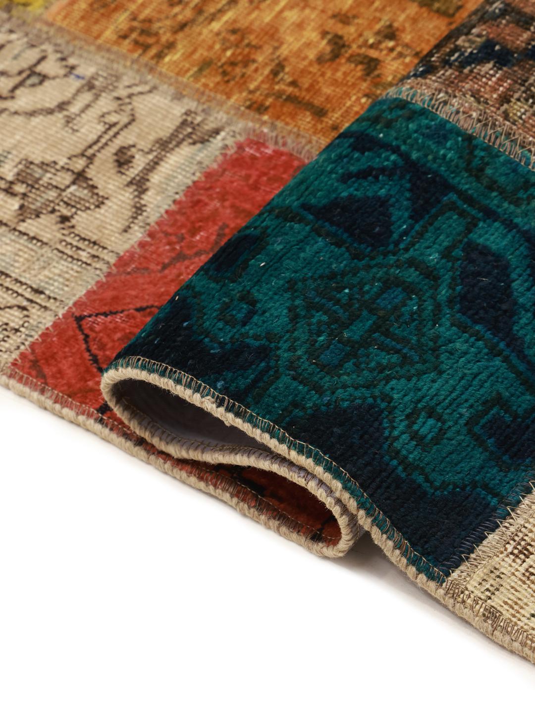 Ręcznie wiązany wielokolorowy chodnik Patchwork z Turcji