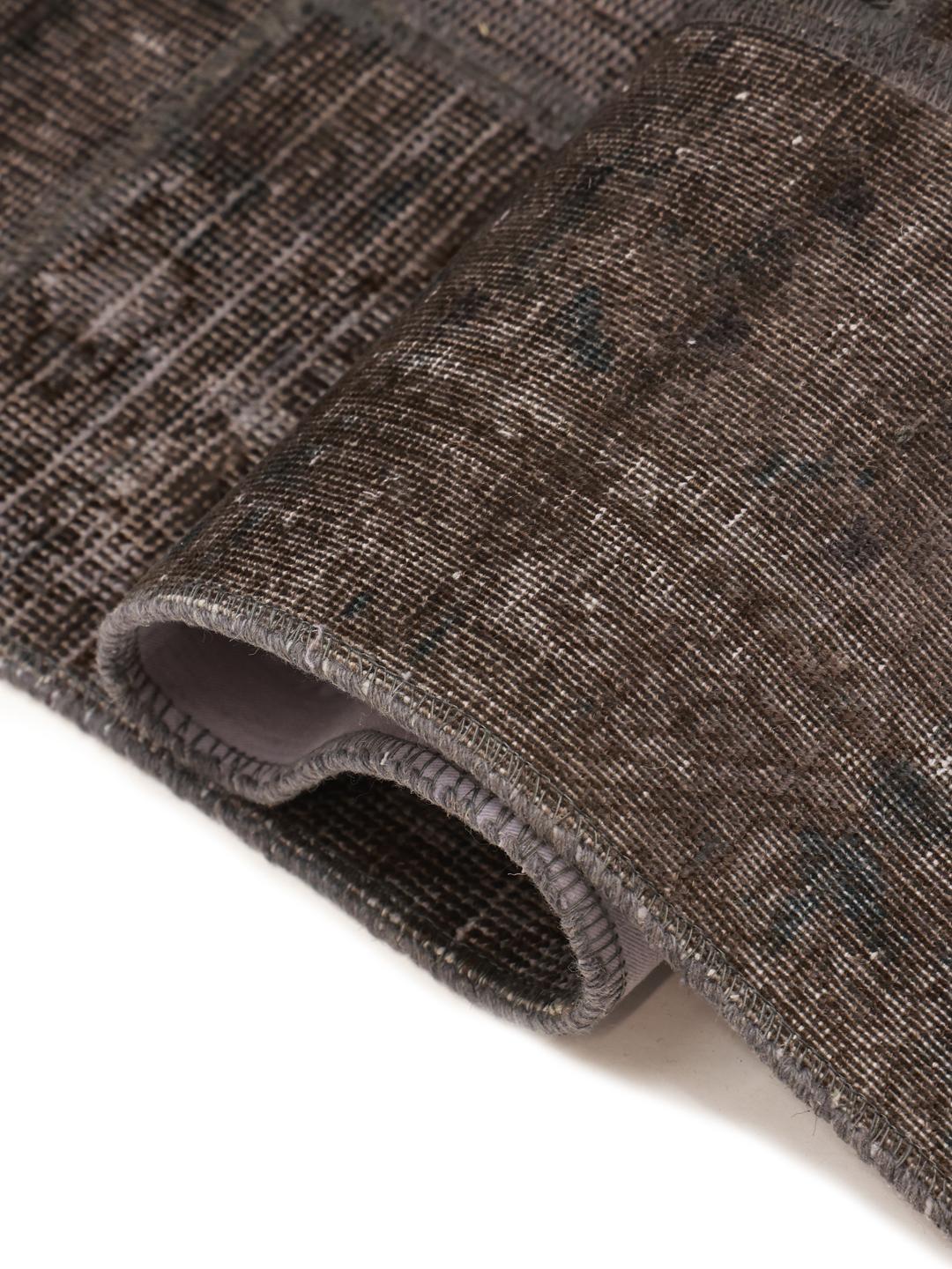 Ręcznie wiązany chodnik Patchwork w kolorze brązowym i ciemnoszarym z Turcji