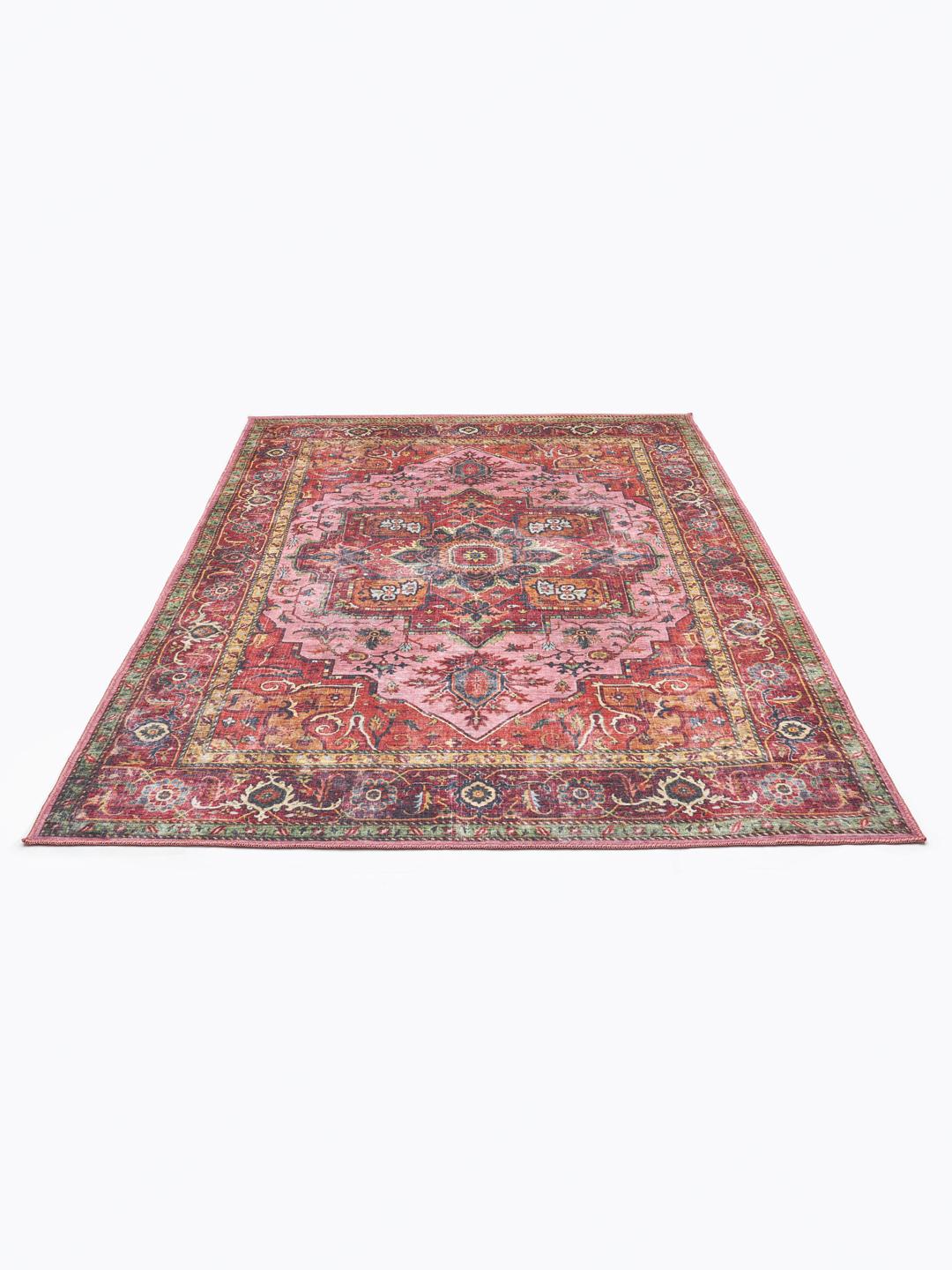 red and pink rug