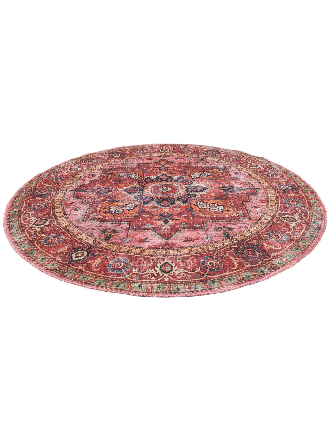 Round rug in red and pink