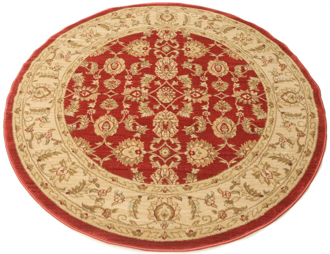 Tapis rond rouge avec motif floral
