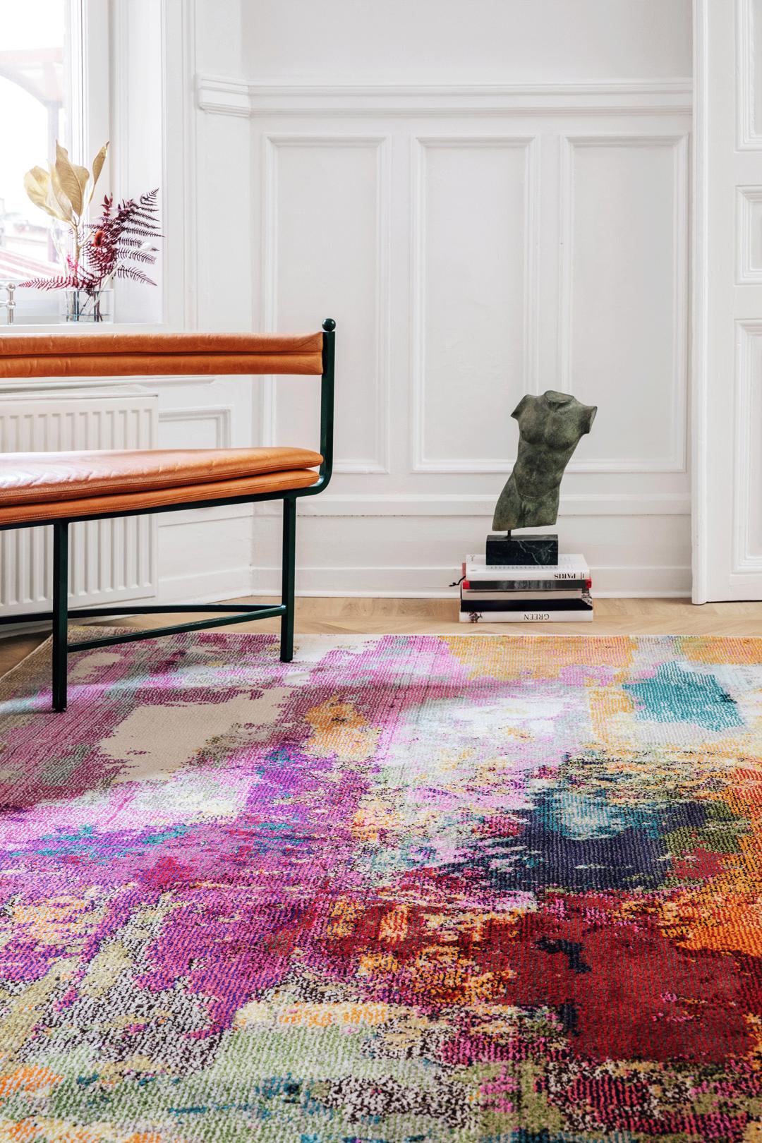 Multicolor tapijt met een abstract design