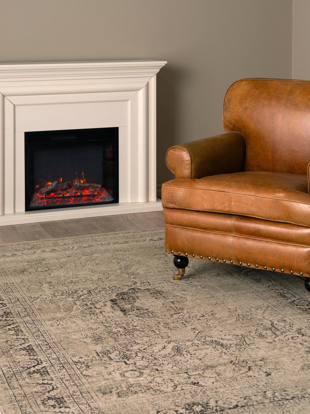 Beige vloerkleed met laagpolig oppervlak