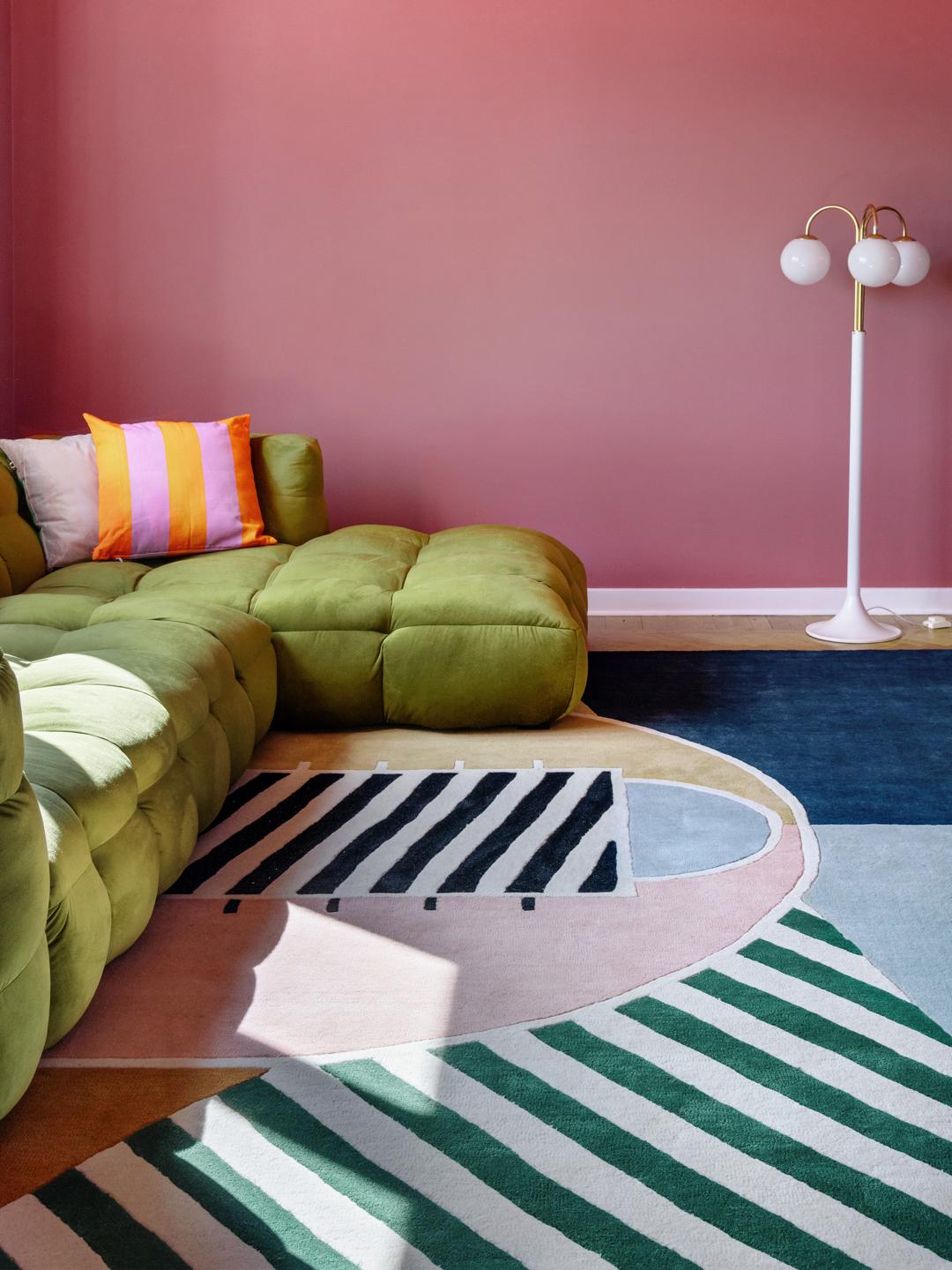 Multicolor tapijt met geometrische patronen