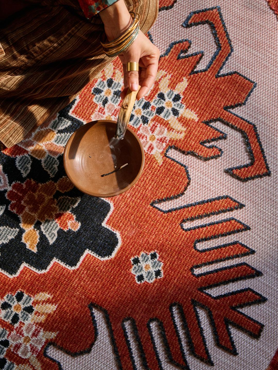 tapis rond rose