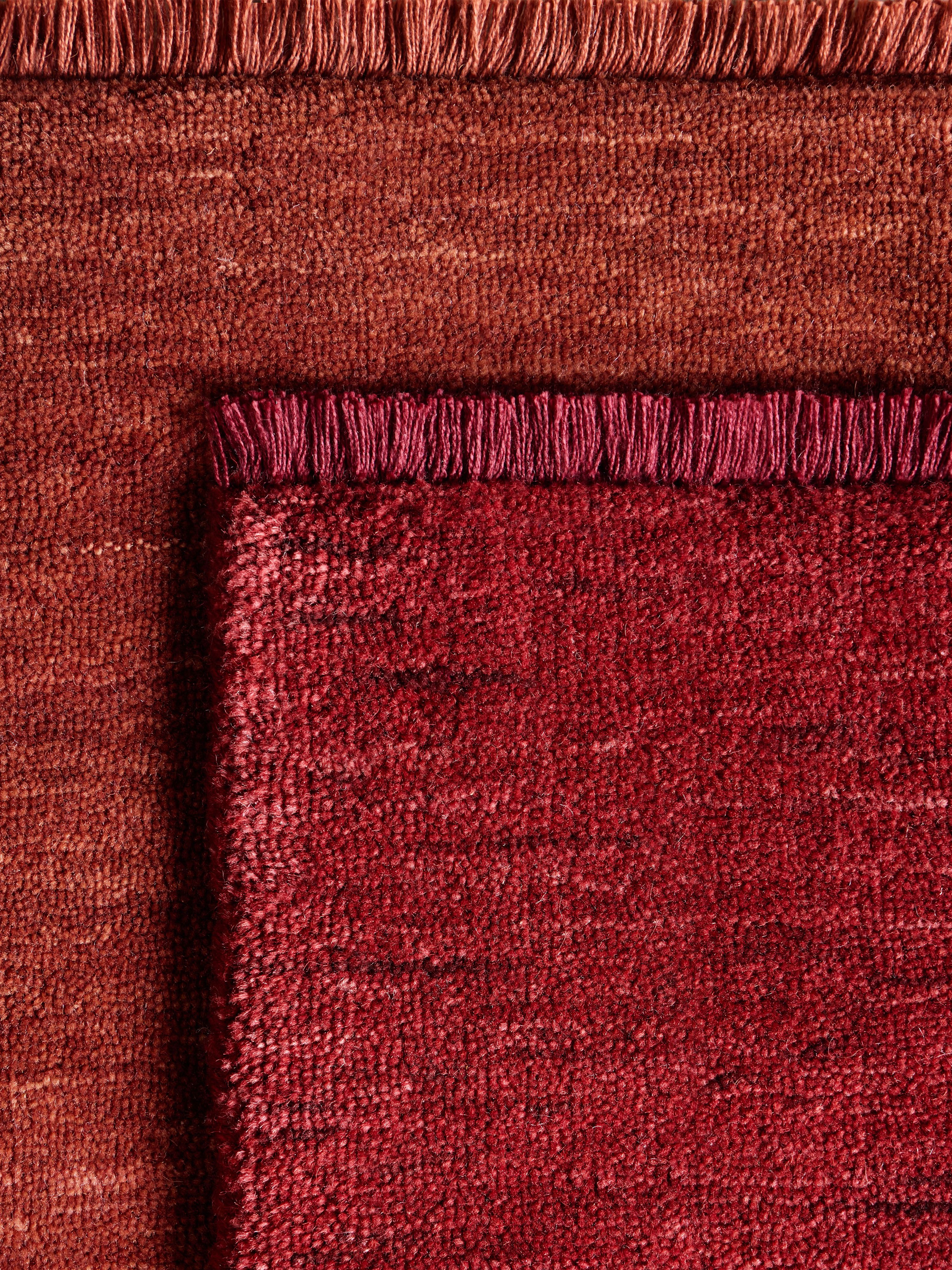 Rugvista premium - Handloom fringes - ラストレッド 200 x 300