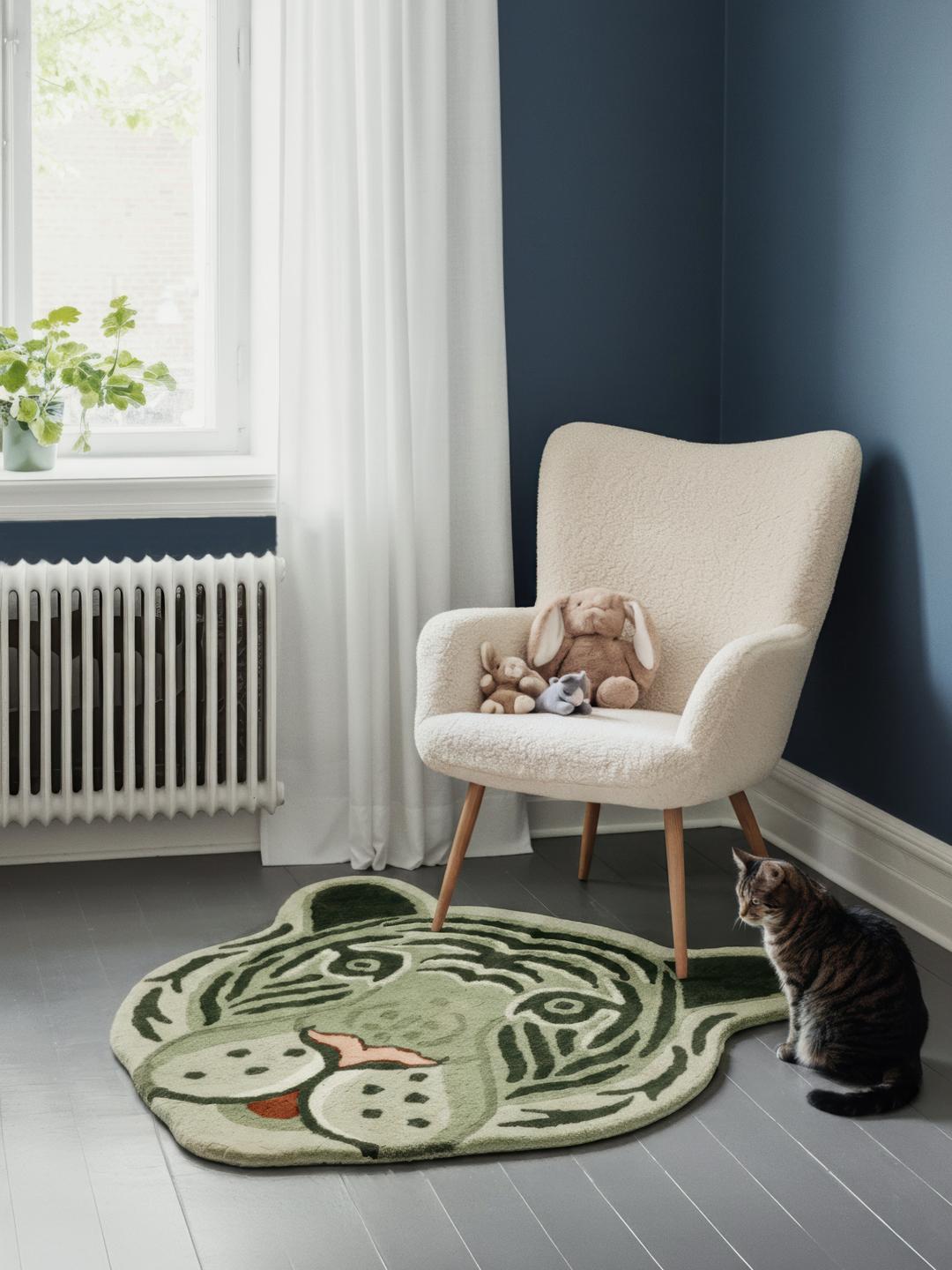 Tapis en forme de tigre vert