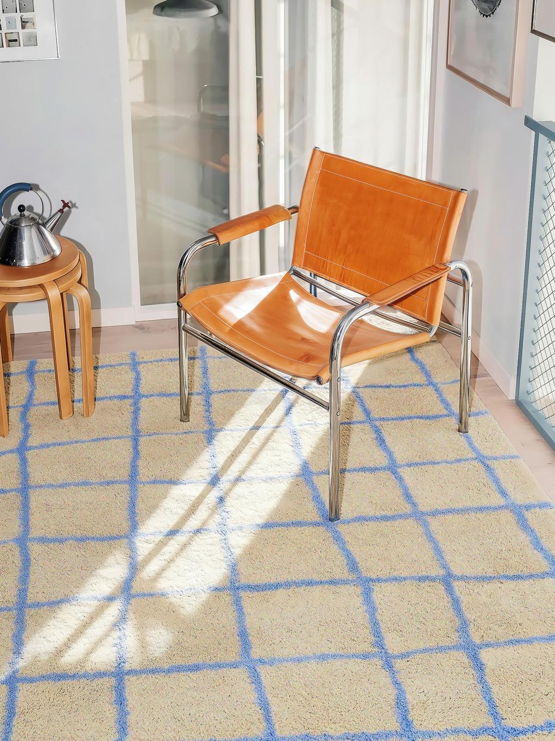 Rugvista essential - Grid - Beige / Blå 200 x 300 cm Matta - Rugvista
