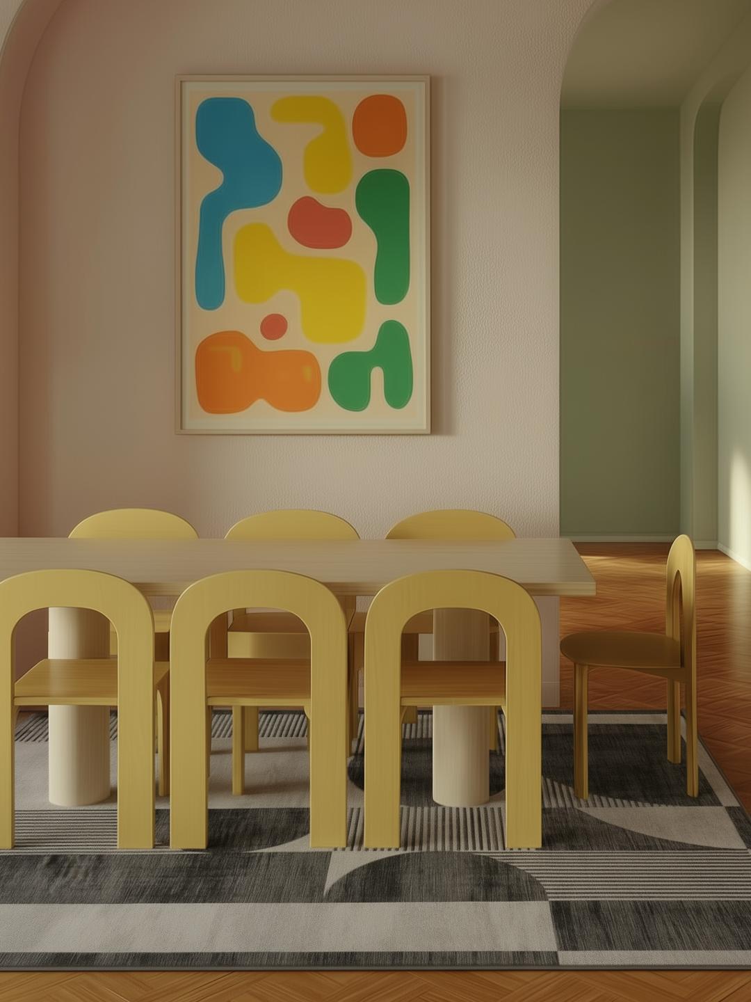 zwart en wit vloerkleed met geometrisch patroon