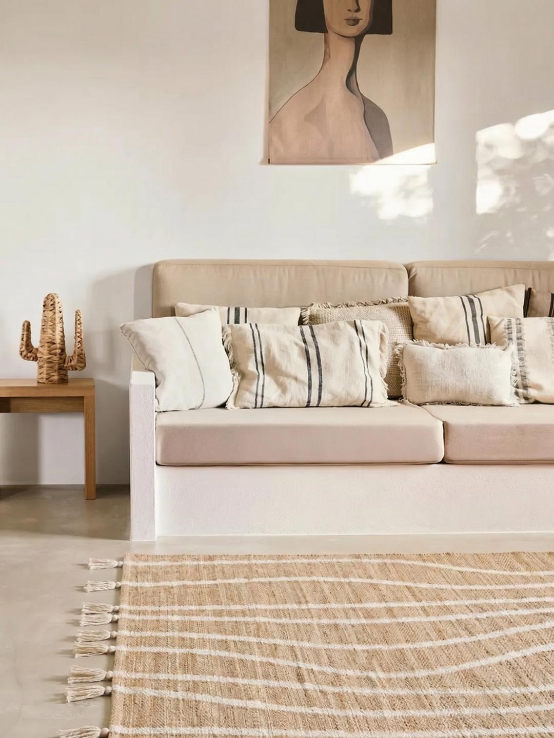 Beige en wit vloerkleed