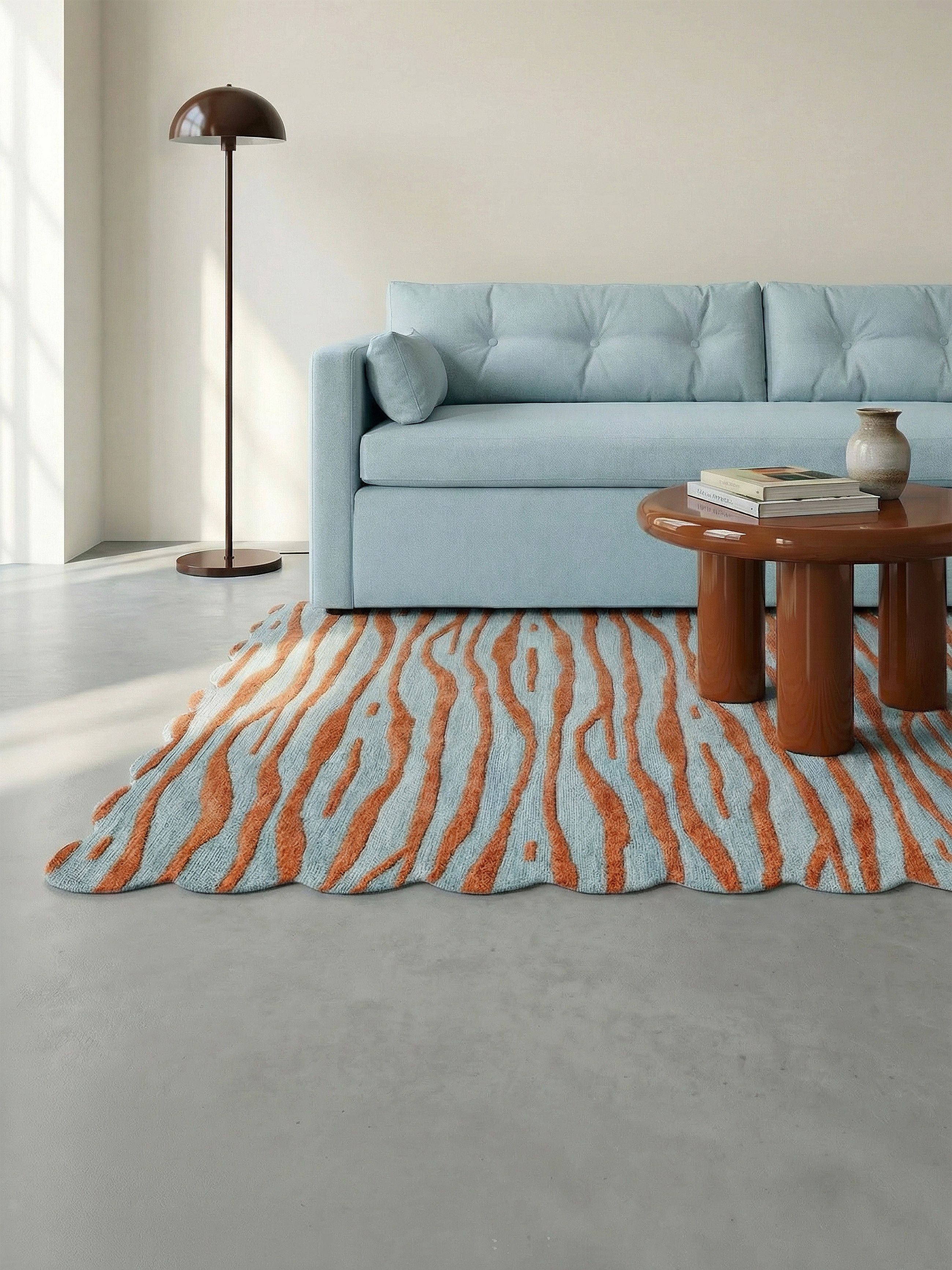 RUGVISTA Artyラグ　160cm×230cm Rugvista premium - Arty Zebra - Lichtblauw / Roestrood 200 x 300
