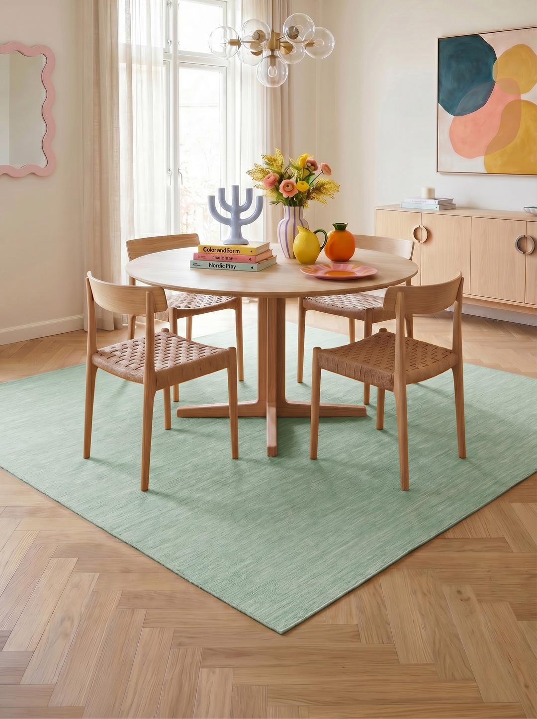 Handloom flat - Mint green - 250 x 250 cm