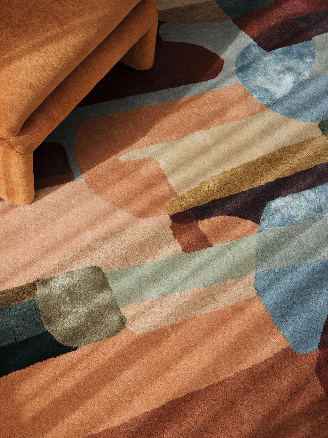 Multicolor vloerkleed met abstracte vormen
