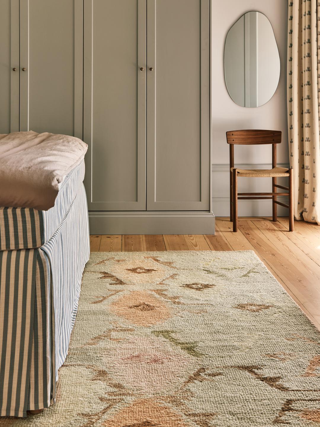 Multicolor handgetuft wollen vloerkleed met pastel geometrische patronen