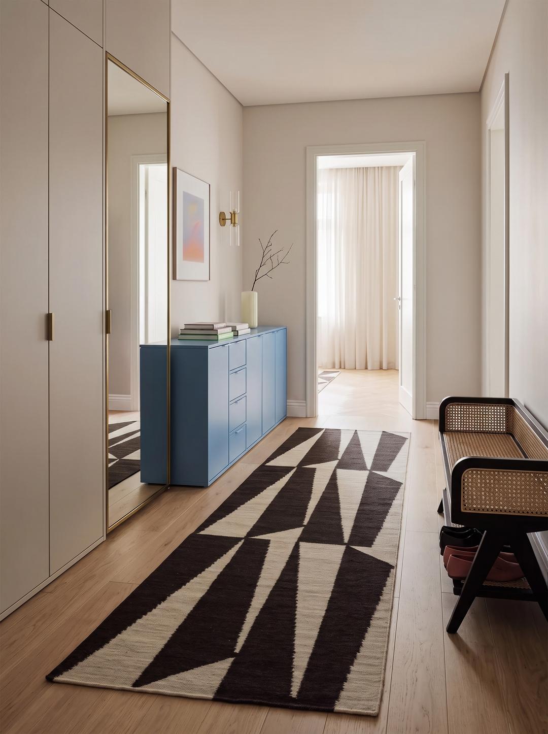 Vloerkleed in zwart en beige
