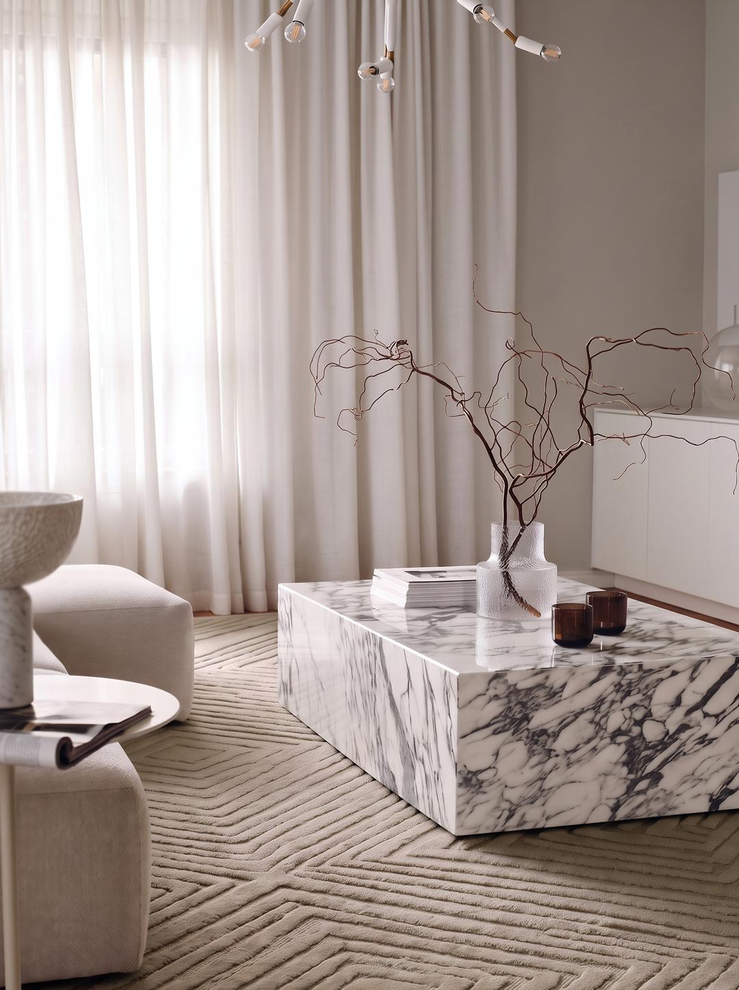 Beige vloerkleed met een getextureerd ruitpatroon