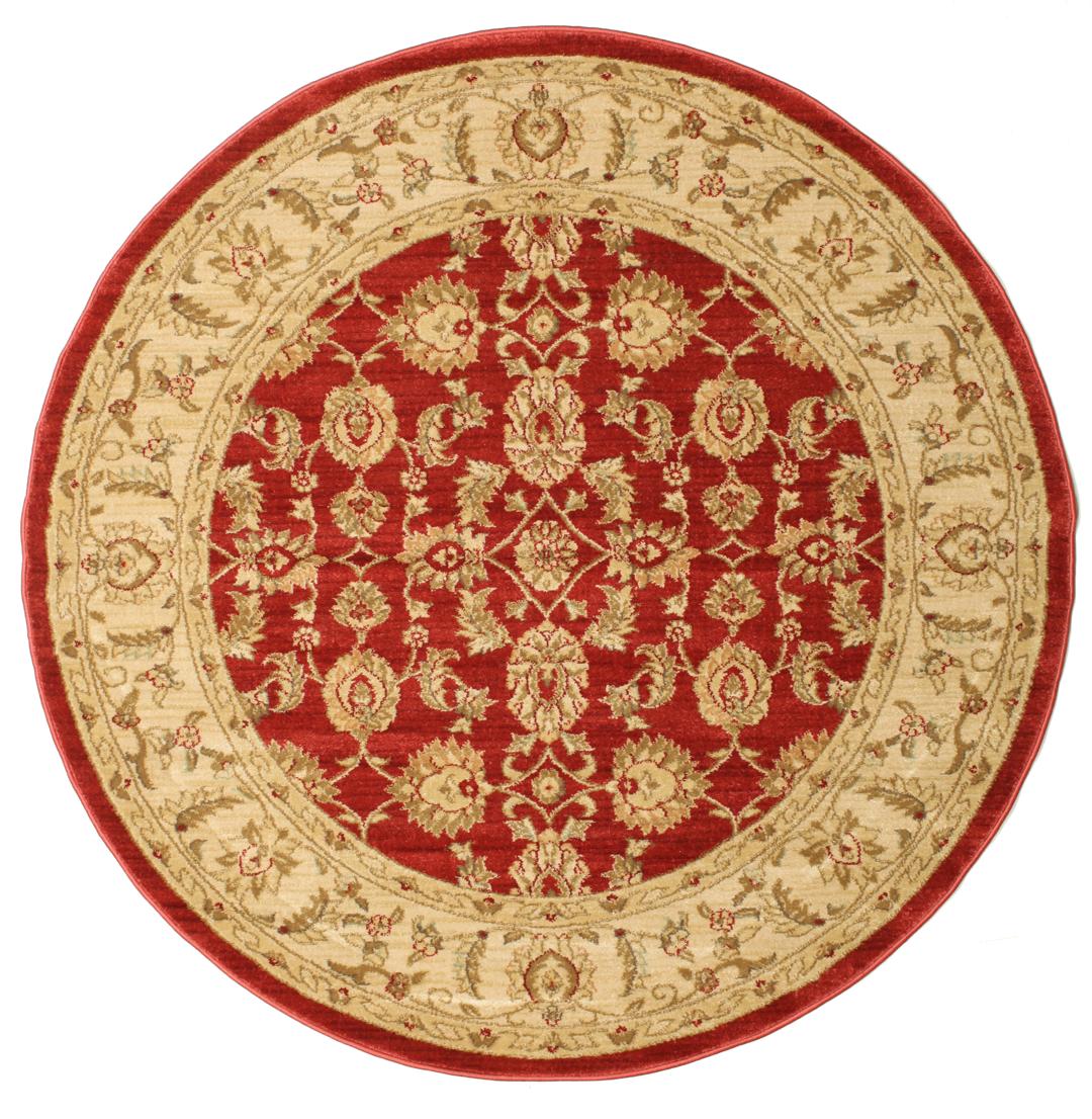 Tapis rond rouge avec motif floral