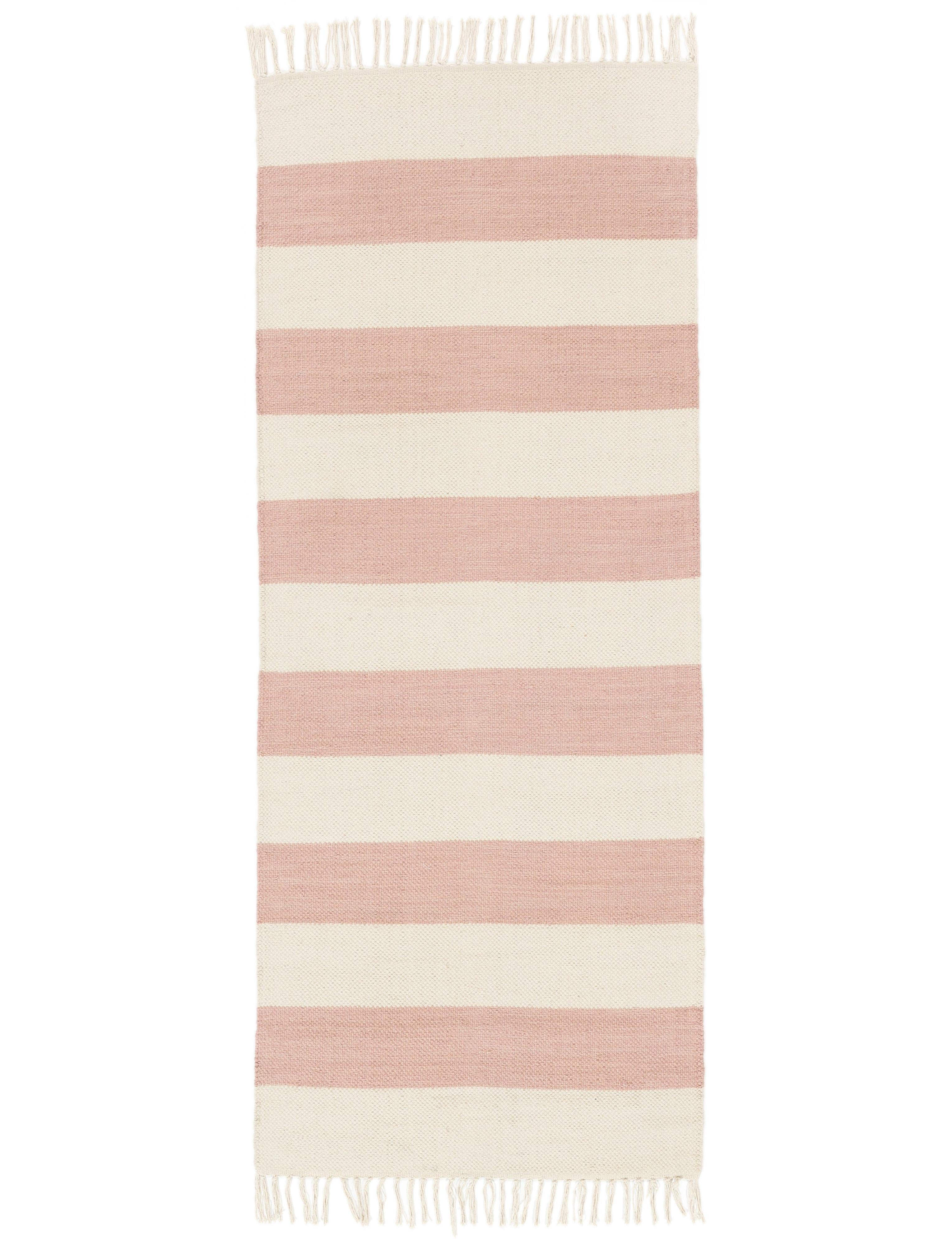 Pink cotton stripe rug