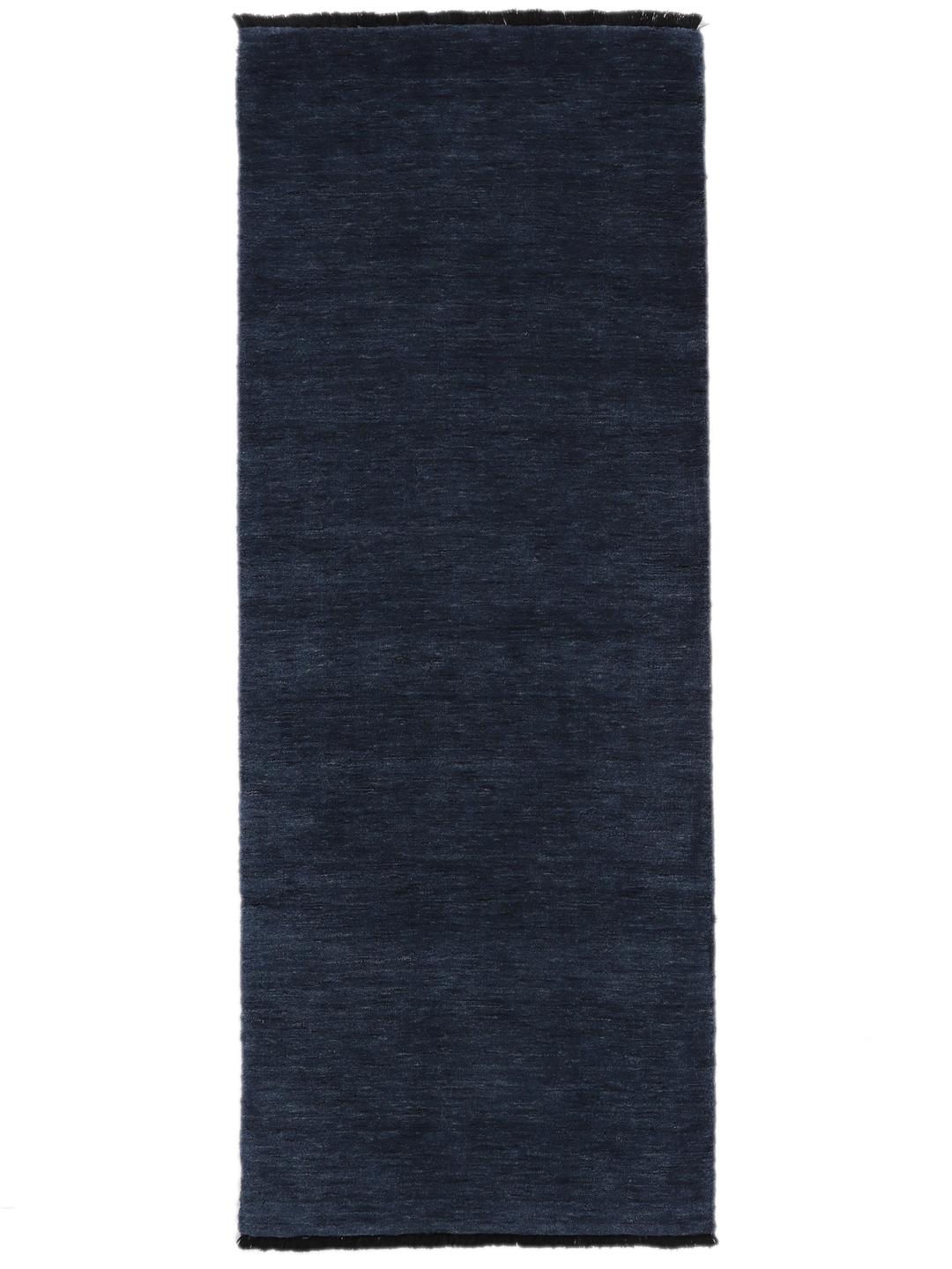 Handloom Fringes mørkeblå løber med korte frynser