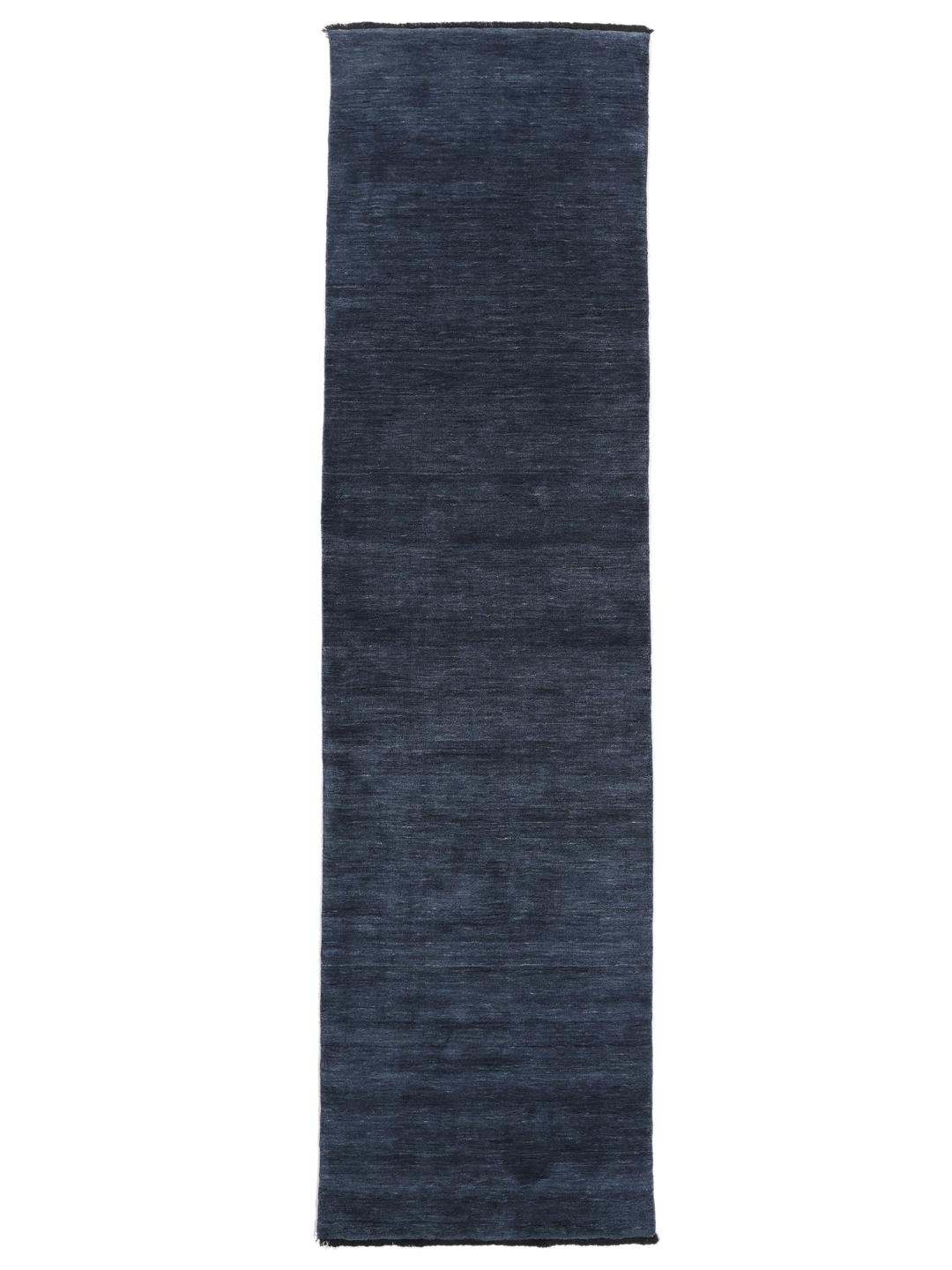 Handloom Fringes mørkeblå løber med korte frynser