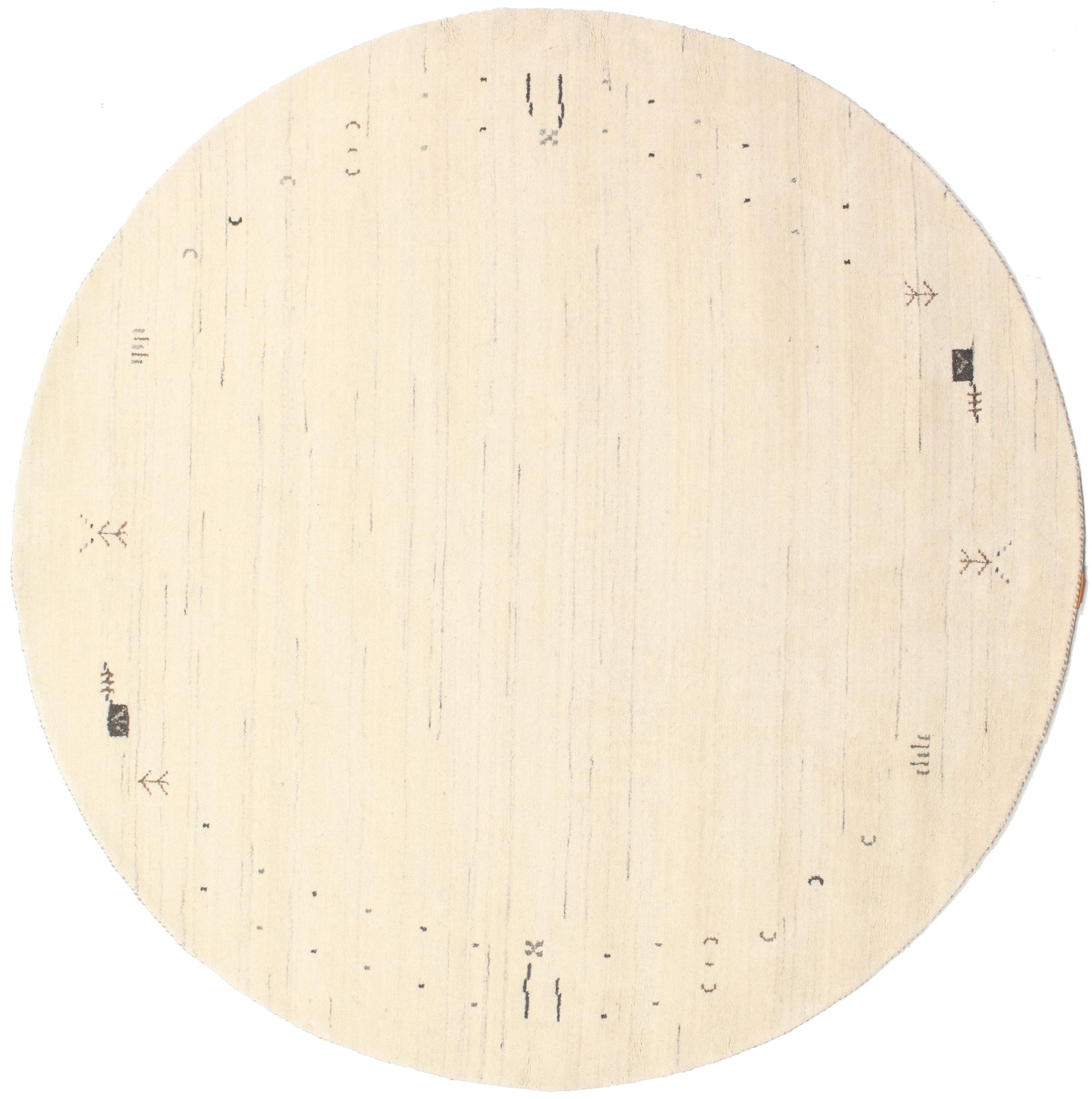 Rugvista premium - Gabbeh Loom Frame - Off White, Round Ø 200 cm Wool ...