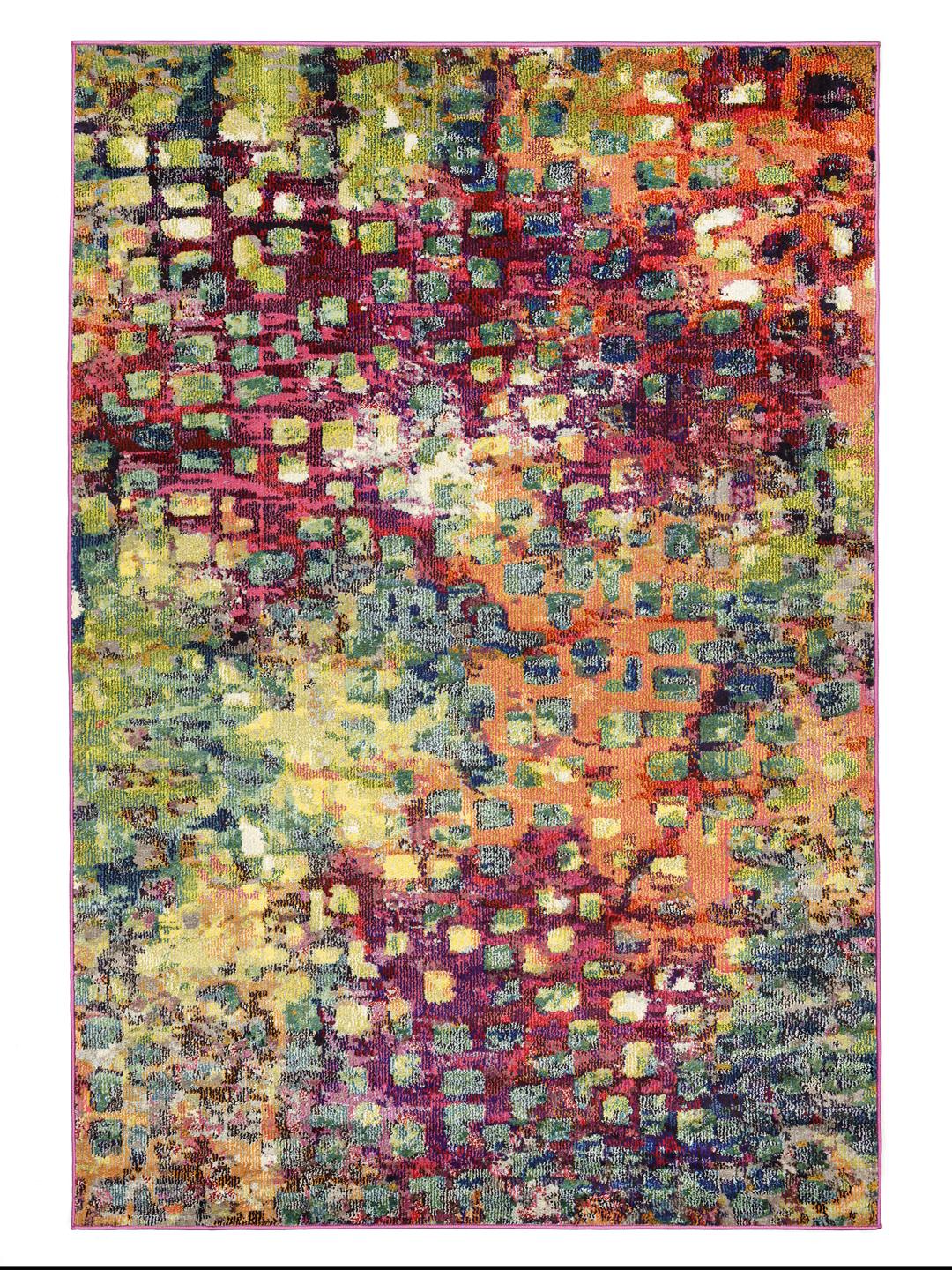 Tapis multicolore avec un motif de mosaïque vibrant