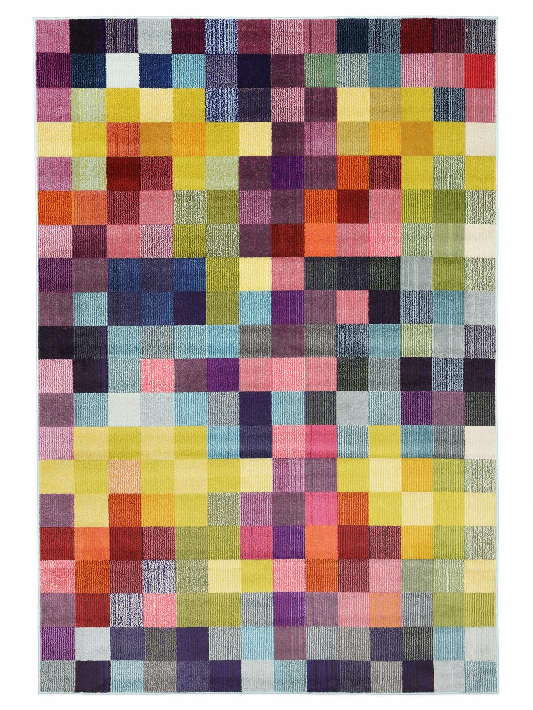 Tapis multicolore avec motif de blocs pixélisés