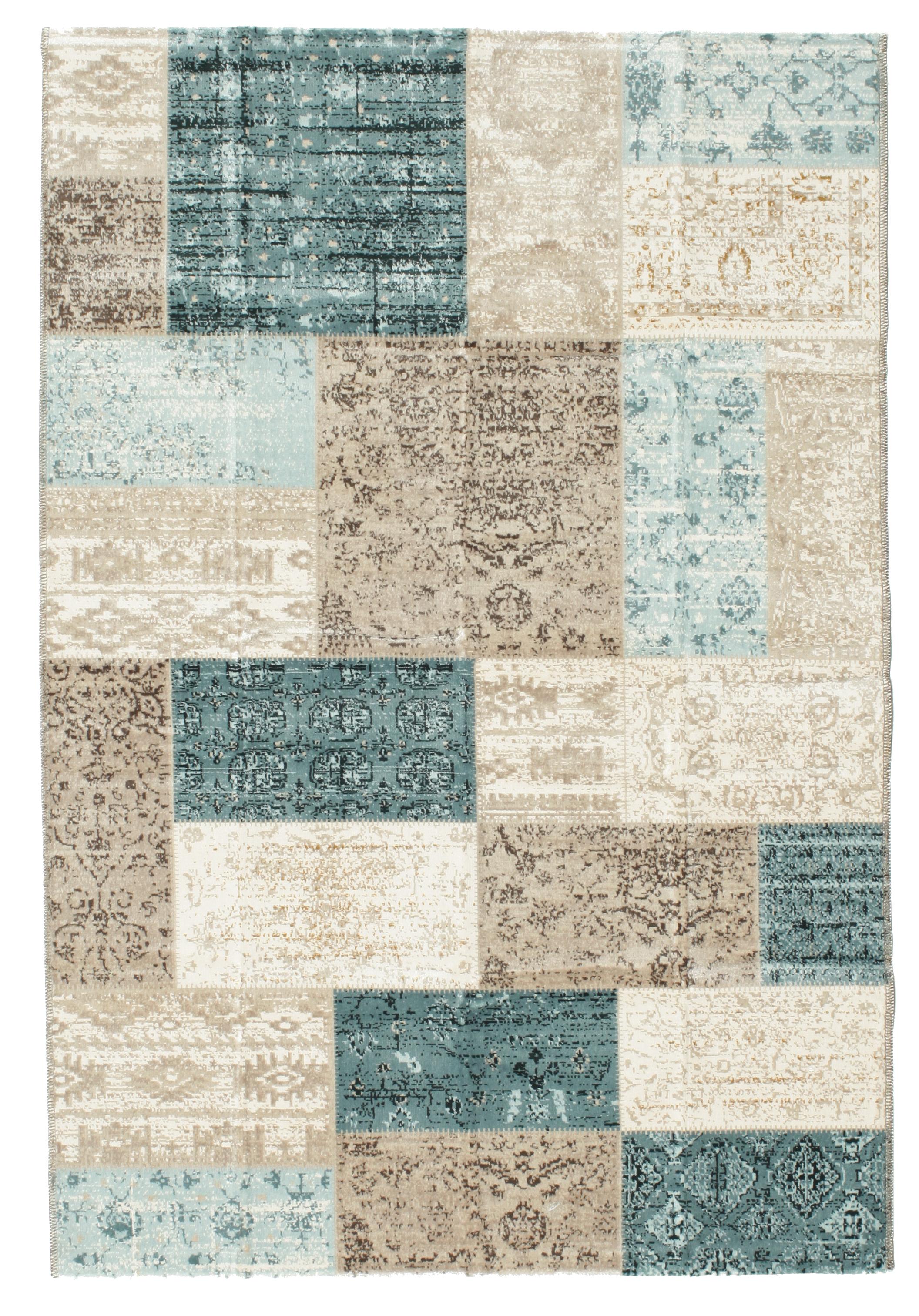 Rugvista core - Patchwork Auckland - Beige / Teal 140 x 200 cm Rug ...