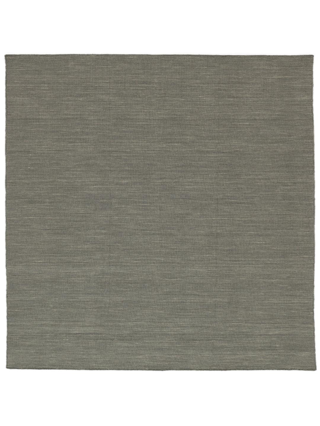 Hand-woven square rug in dark grey