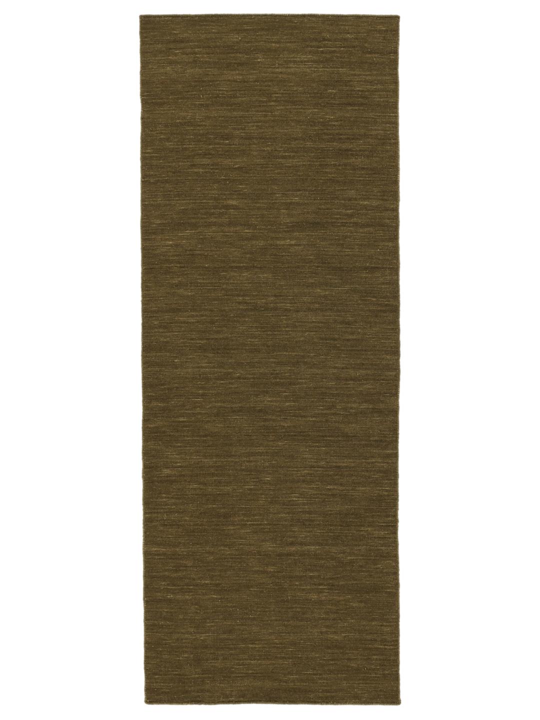 Handloom flat-løber i olivengrøn