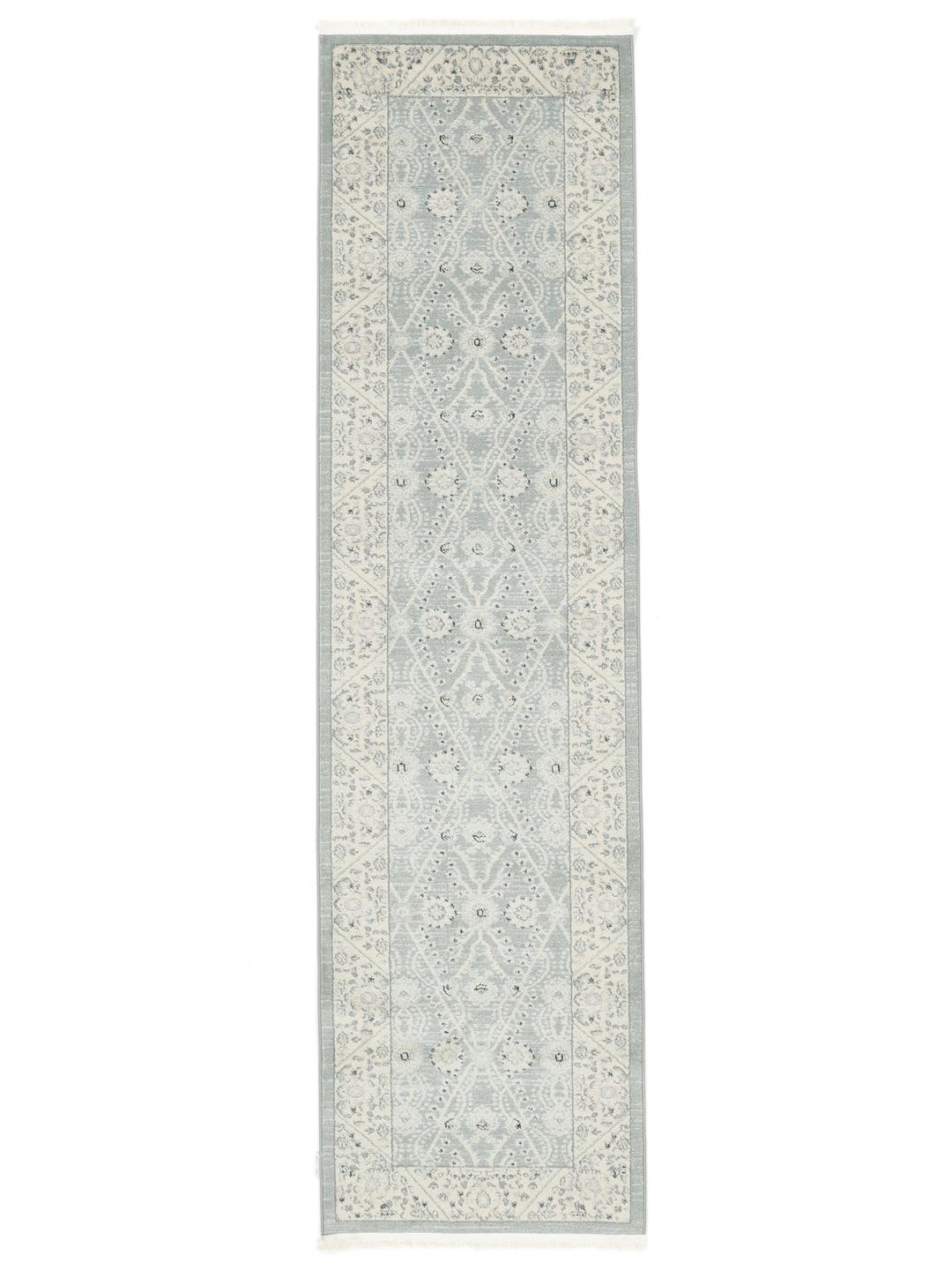 Lichtblauwe loper met traditionele motieven