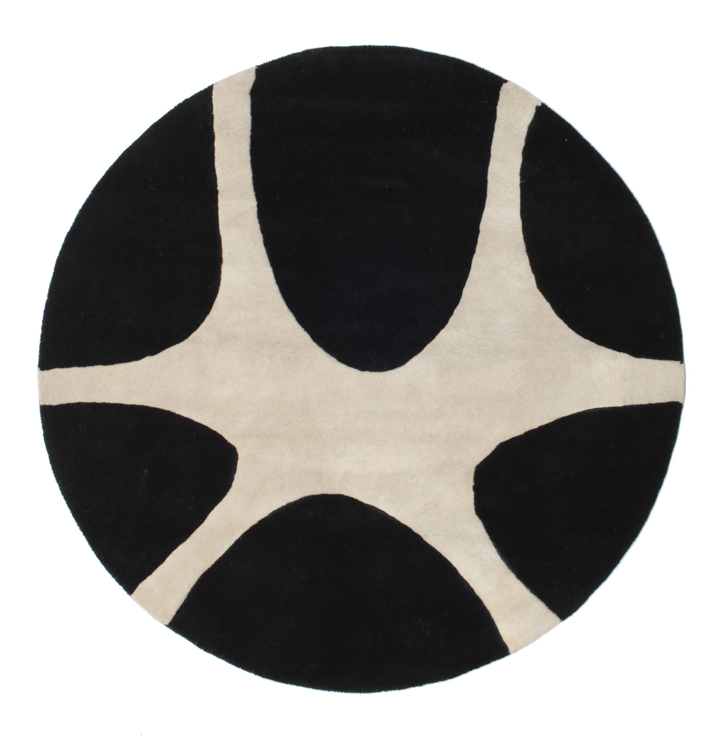 Stones Handtufted - Black, Round Ø 150 cm Wool Rug - Rugvista