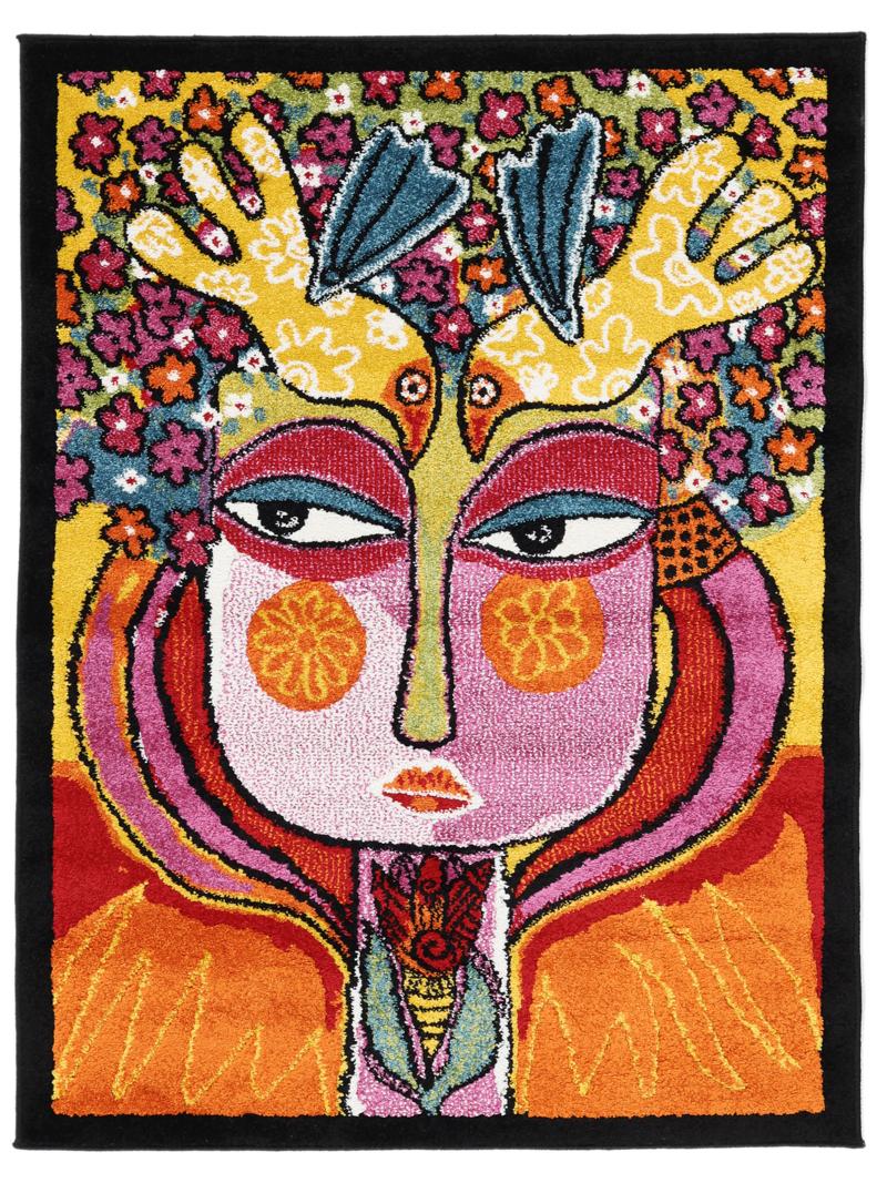She has flowers in her hair - Multicolor / Oranje