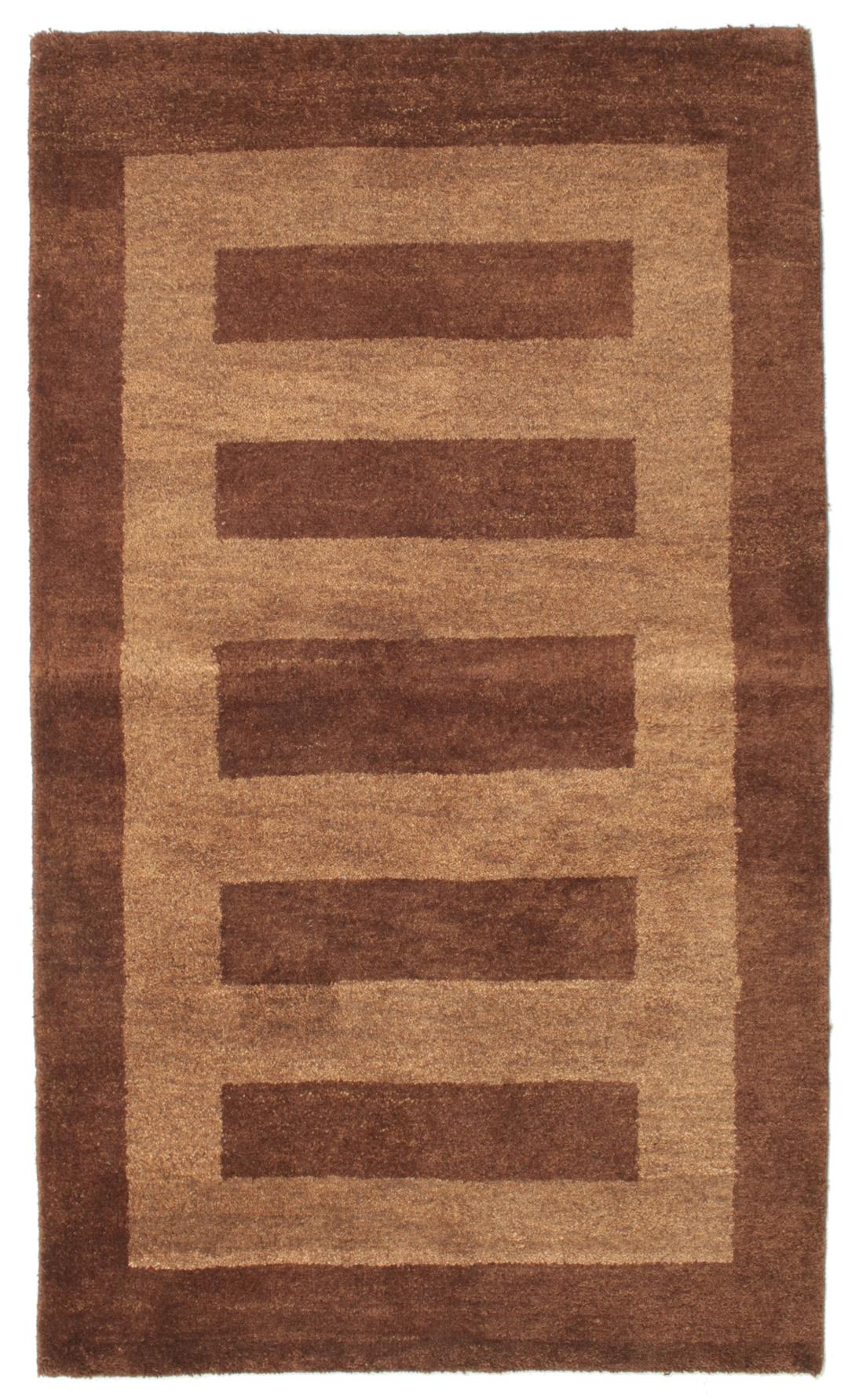 Handmade brown Indian Gabbeh Indo Fine wool rug