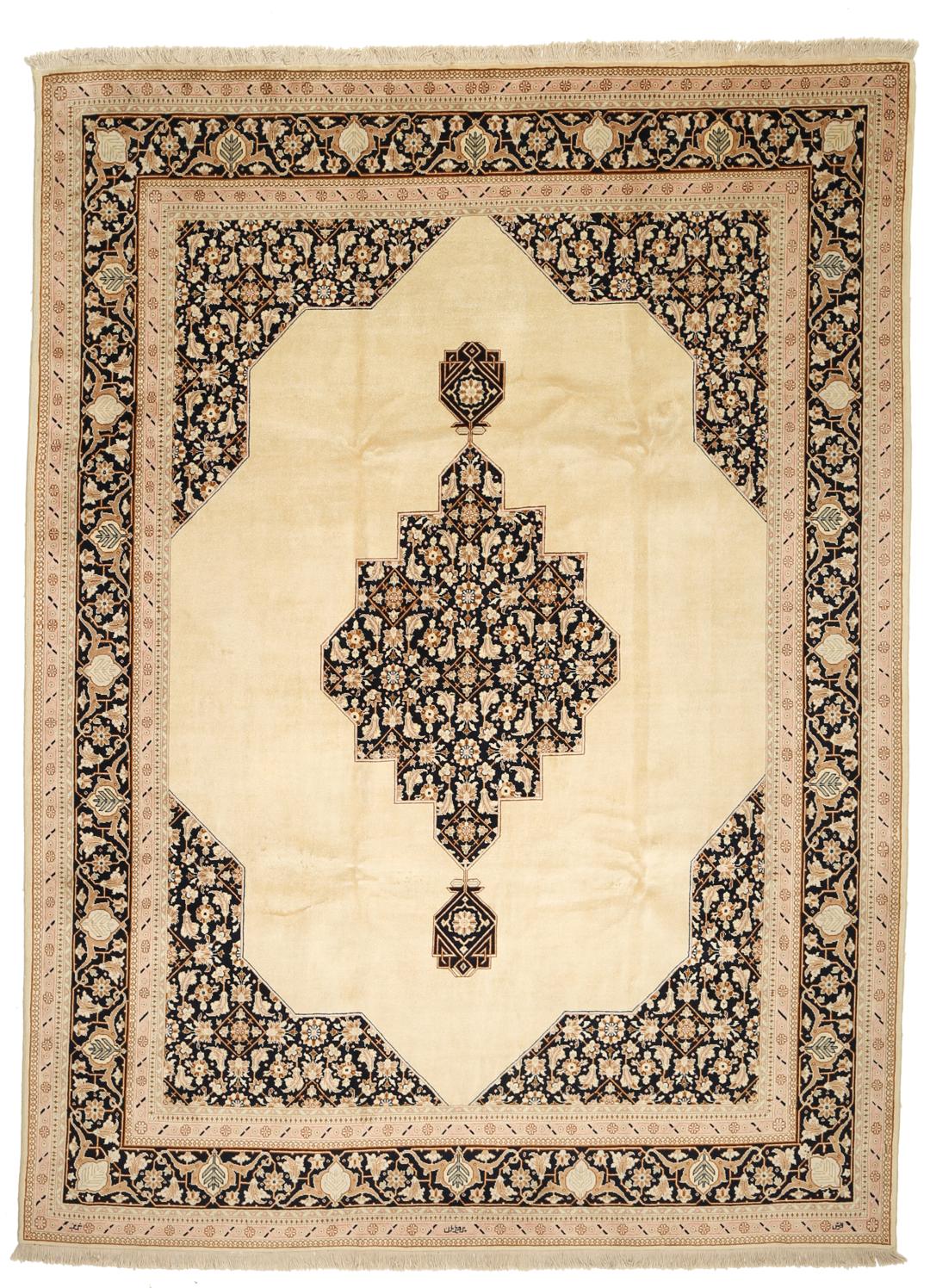 Tabriz 50 Raj rug from the Middle East in beige and black tones